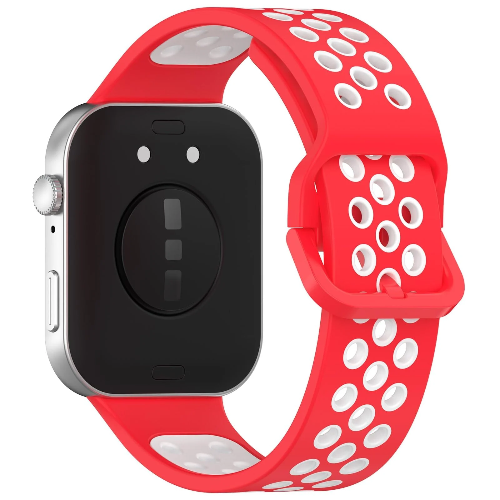 DL3 Mobilak Silicone Strap for Huawei Watch Fit 3, [Breathable] Soft Silicone Sport Wristband Bracelet Replacement Strap, Two-tone Strap, Adjustable Design, for Huawei Watch Fit3 - Red White