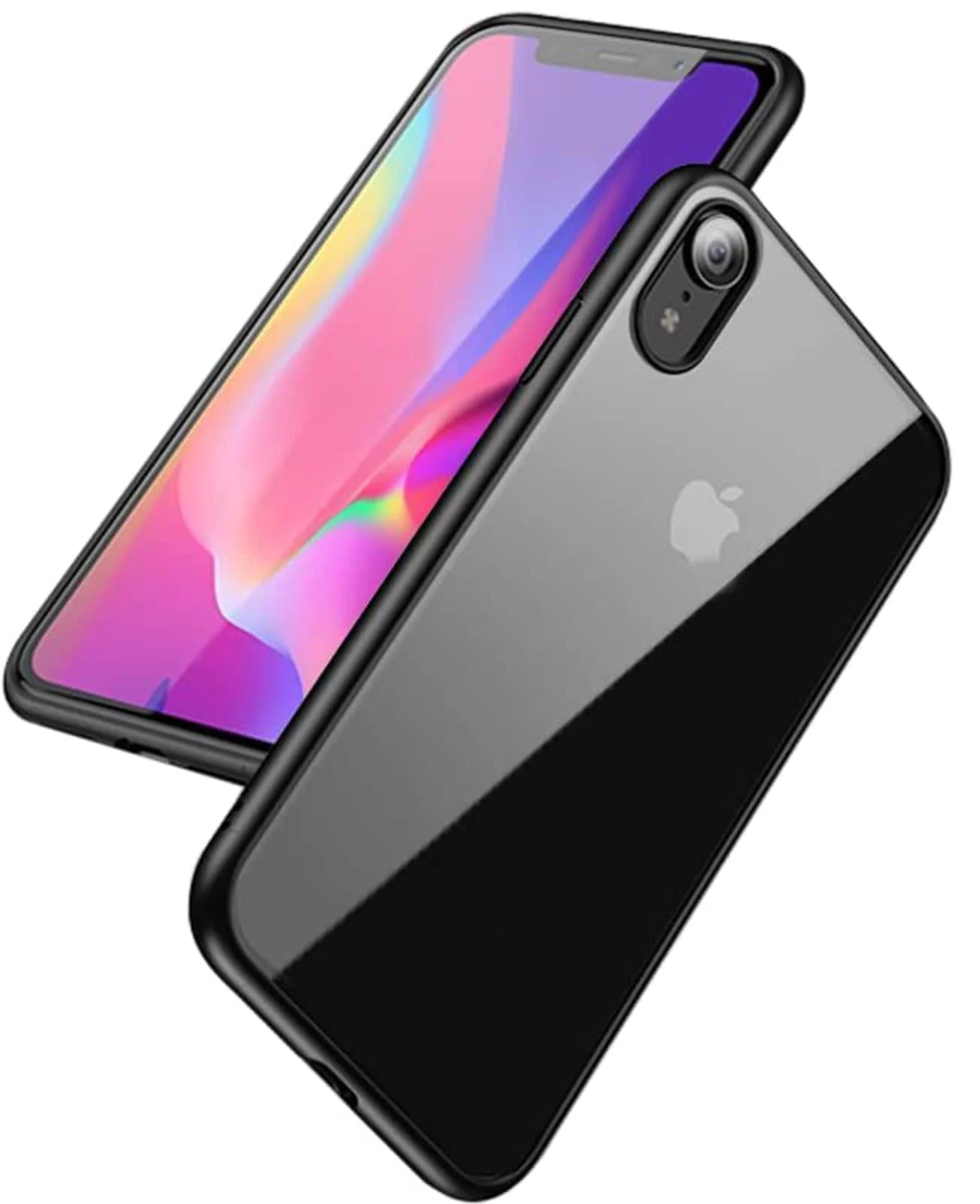 DL3 MOBILAK Case Compatible With iPhone XR, Clear Case Shockproof Hard PC +Soft Silicone [Not Yellowing] Transparent Protective Slim Case Phone - Black