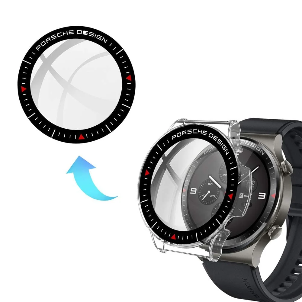 DL3 Mobilak Case Compatible with Huawei Watch GT2 Pro PC Cover with Bezel Tempered Glass Protection, Ultra Thin Full Protection for Huawei Watch GT 2 Pro Protective Case - Clear