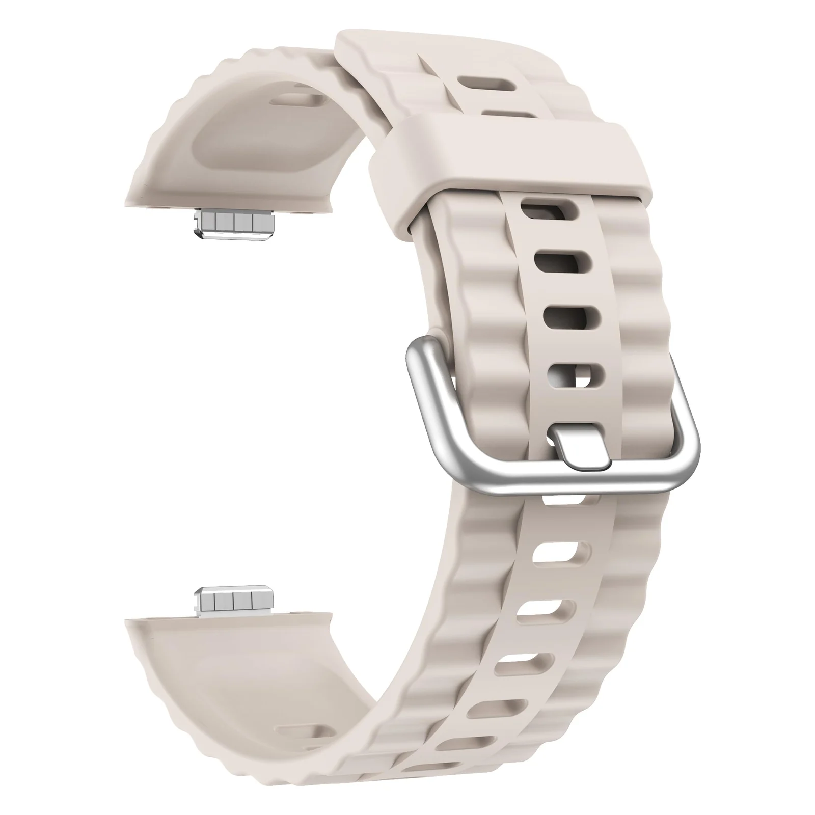 DL3 Mobilak Wavy Texture Sports Wristbands for Huawei Watch Fit 4/Fit 4 Pro/Fit 3 Strap, Breathable Silicone Wristband Strap Watch Strap Bracelet for Huawei Watch Fit 4 Pro/Fit4/3 - Starlight