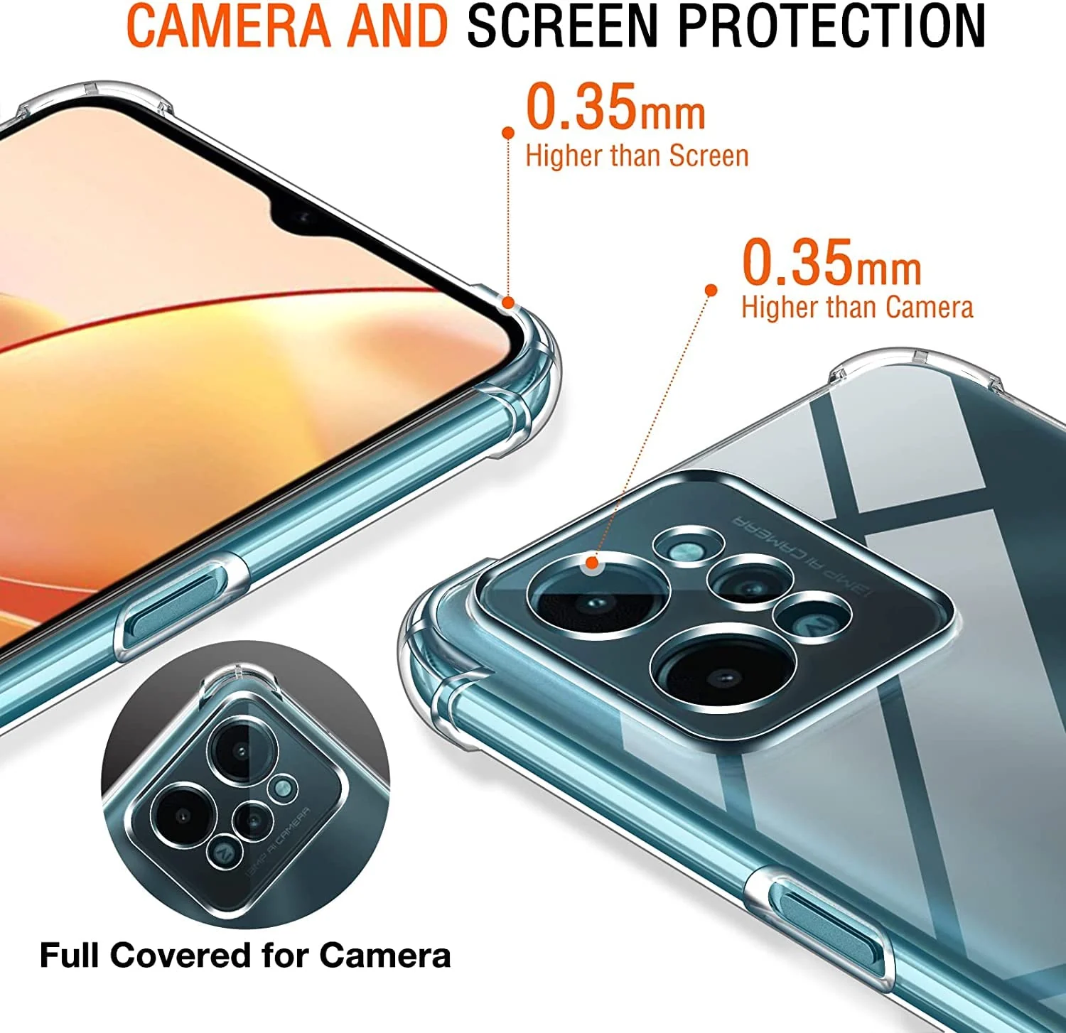 DL3 Mobilak Case Compatible with realme C31, Cover Silicone TPU Gorilla Anti-shock Protector Camera Shockproof Corners - Clear