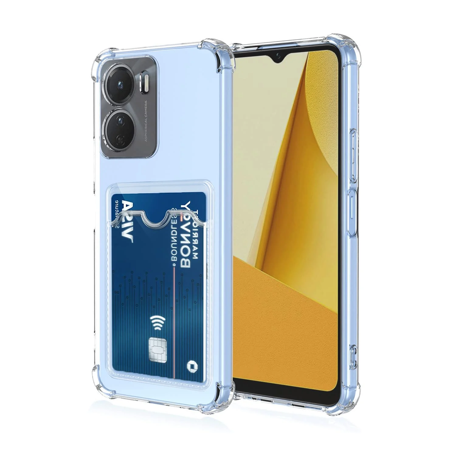 DL3 Mobilak Clear TPU Wallet Case with Card Slot and Camera Protection for vivo Y02S / vivo Y16 4G - Transparent