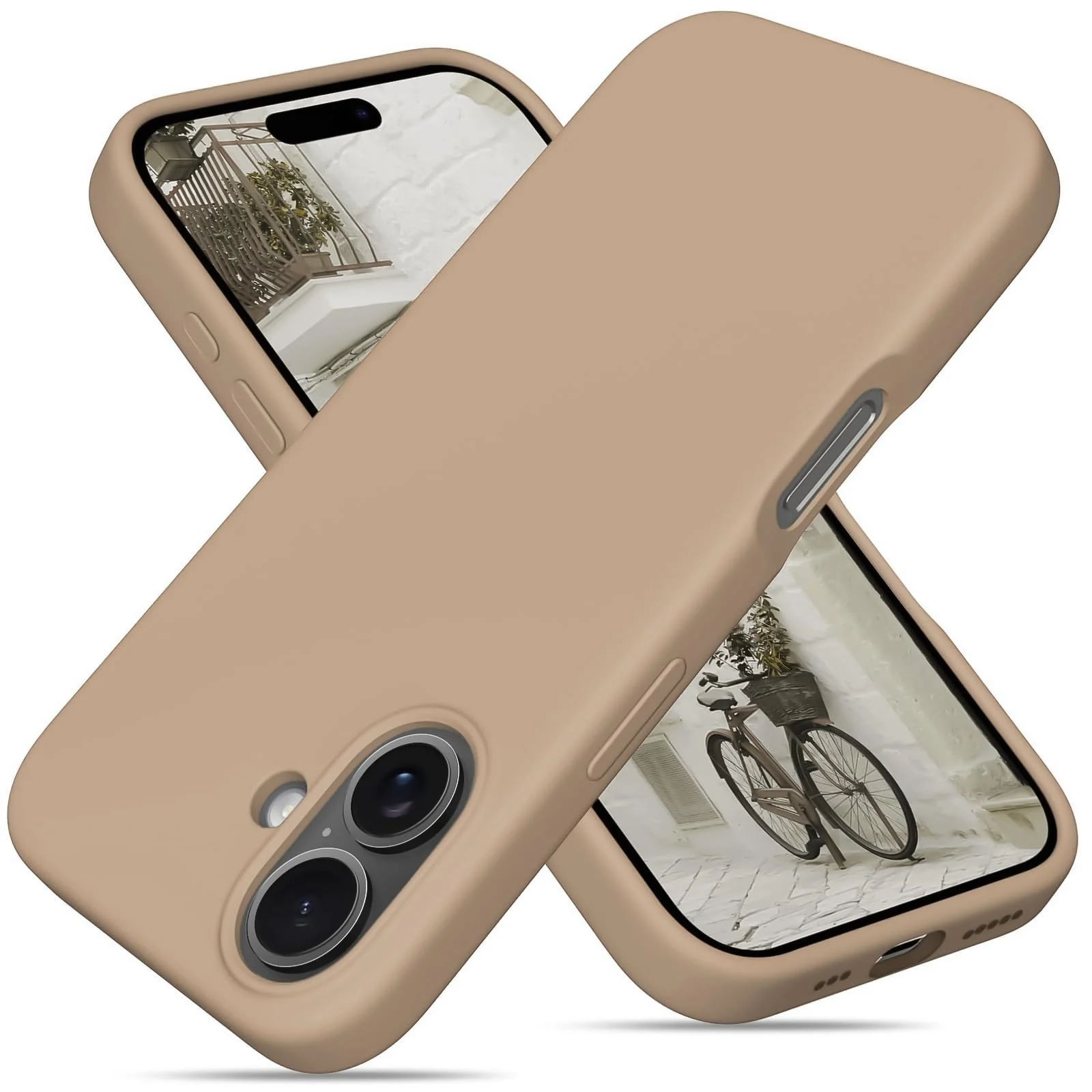 DL3 Mobilak Liquid Silicone Protective Case for iPhone 16 with Microfiber Lining and Shockproof Design - Desert