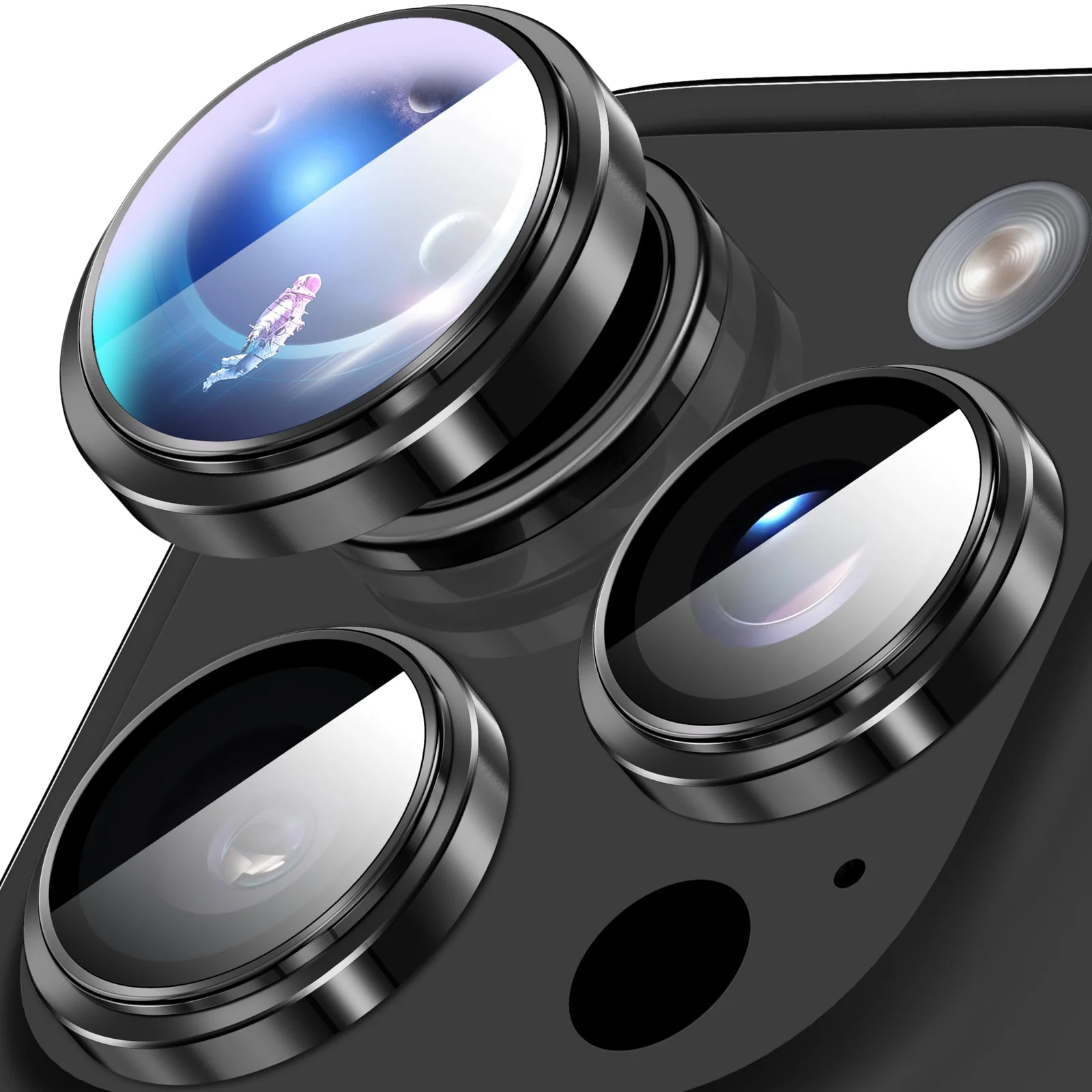 DL3 Mobilak Camera Lens Protector For iPhone 16 Pro/iPhone 16 Pro Max, [Keep Original Shooting] Tempered Glass Screen Protector Metal Individual Camera Cover, Case Friendly