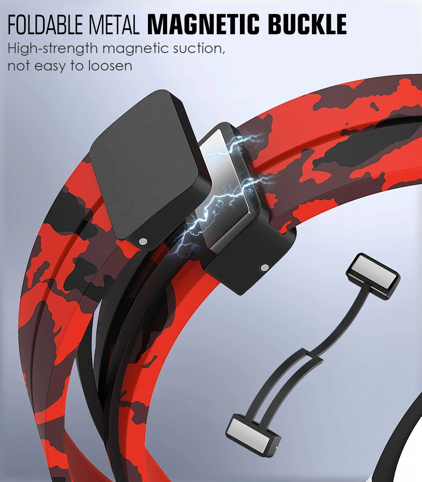 DL3 Mobilak Silicone Band Magnetic Clasp 22MM Strap For Samsung galaxy watch3 45mm /galaxy 46mm/Gear S3/Huawei watch GT3 46MM/GT2E/GT2 Pro/GT GT2 46MM/Amazfit GTR 3/4 (Camouflage Red), unisex-adult - Black
