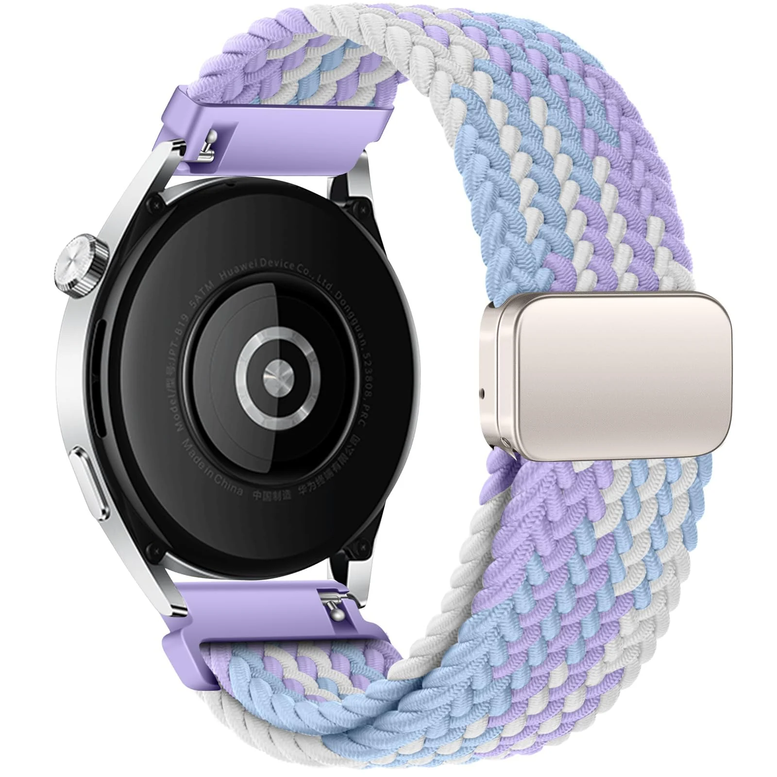 DL3 Mobilak 22mm Magnetic Band for Redmi Watch 5 Active/5 Lite/Samsung Galaxy Watch 3 45mm/Watch 46mm/Gear S3/Huawei watch GT6 GT5 46MM/GT2E/GT6 Pro/GT 5 Pro/Amazfit GTR 4/3, Stretchy Braided Nylon Sport Strap - Violets