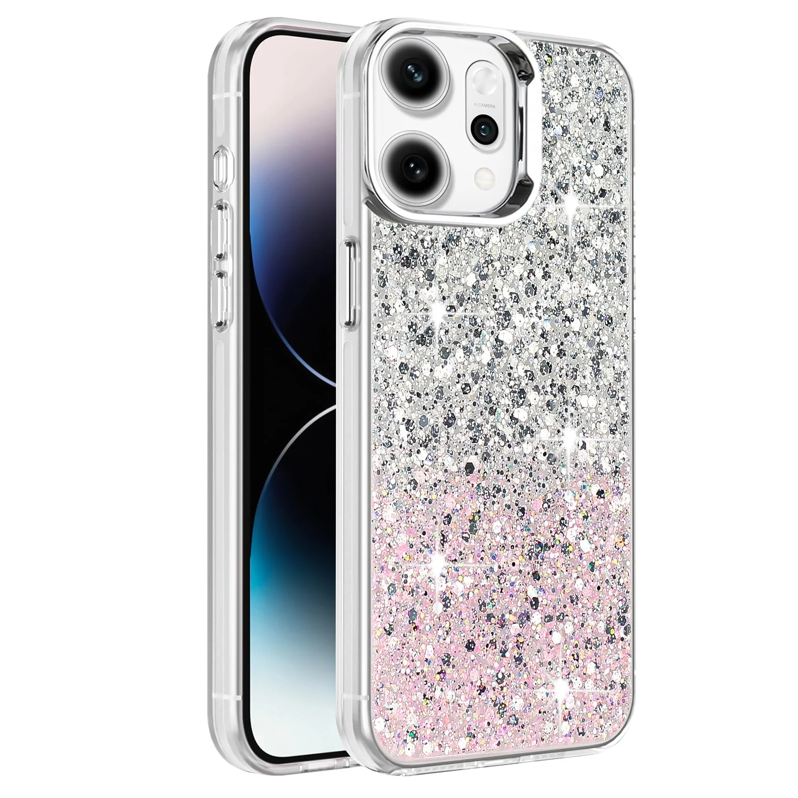 OPPO Reno 14 5G — DL3 Mobilak Glitter Protective Case for OPPO Reno 14 5G, Supports wireless charging, Camera protection, Shock-absorbing protection