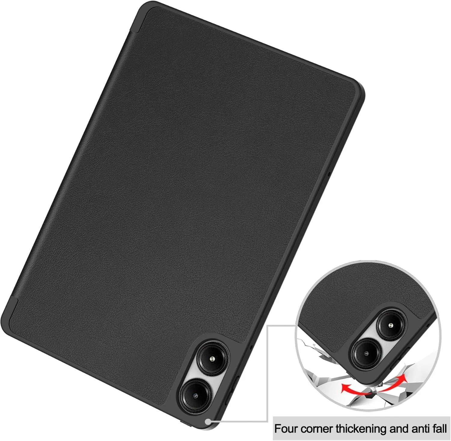 DL3 Mobilak Xiaomi Redmi Pad 2 Pro (2025) Redmi Pad Pro (2024) Case with Pen Holder, Soft TPU Back Trifold Stand Protective Smart Cover Flip, Auto Wake & Sleep - Black
