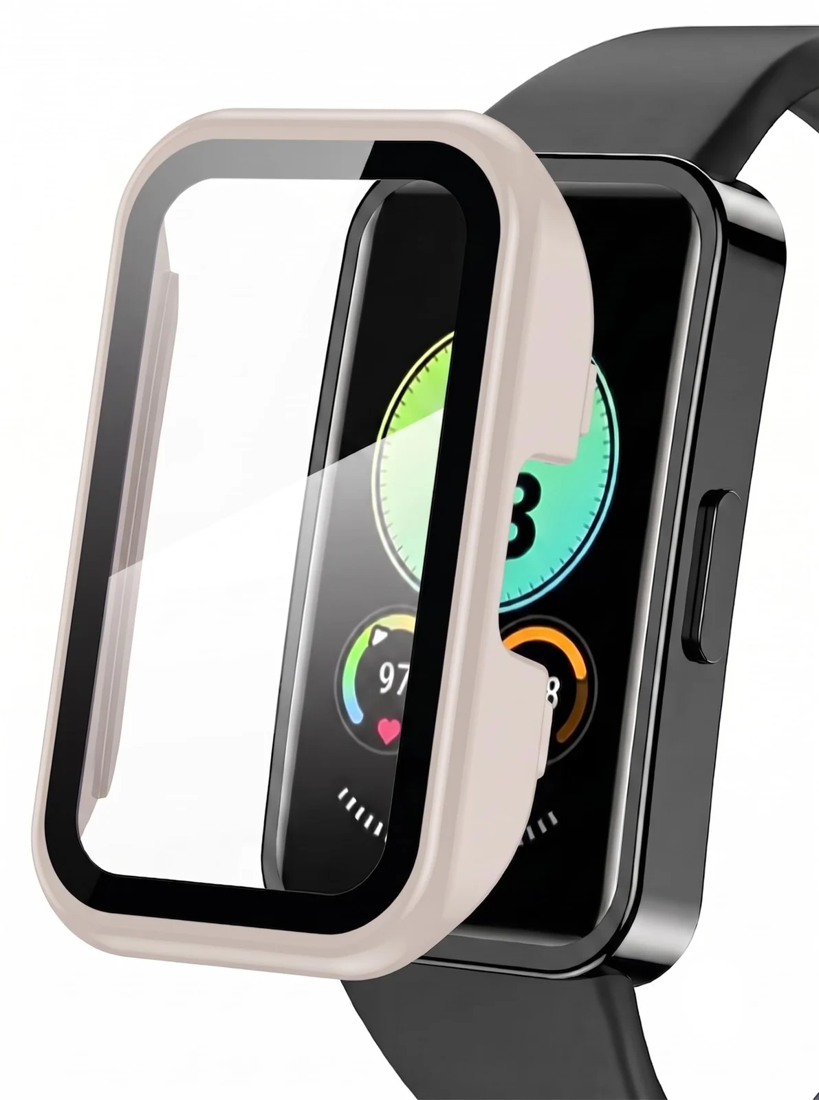 DL3 Mobilak Case with Screen Protector for Huawei Band 10, Bumper Full Coverage Hard PC Overall Protective Cover, Built-in Tempered Glass Film High Sensitivity For Huawei Band 10