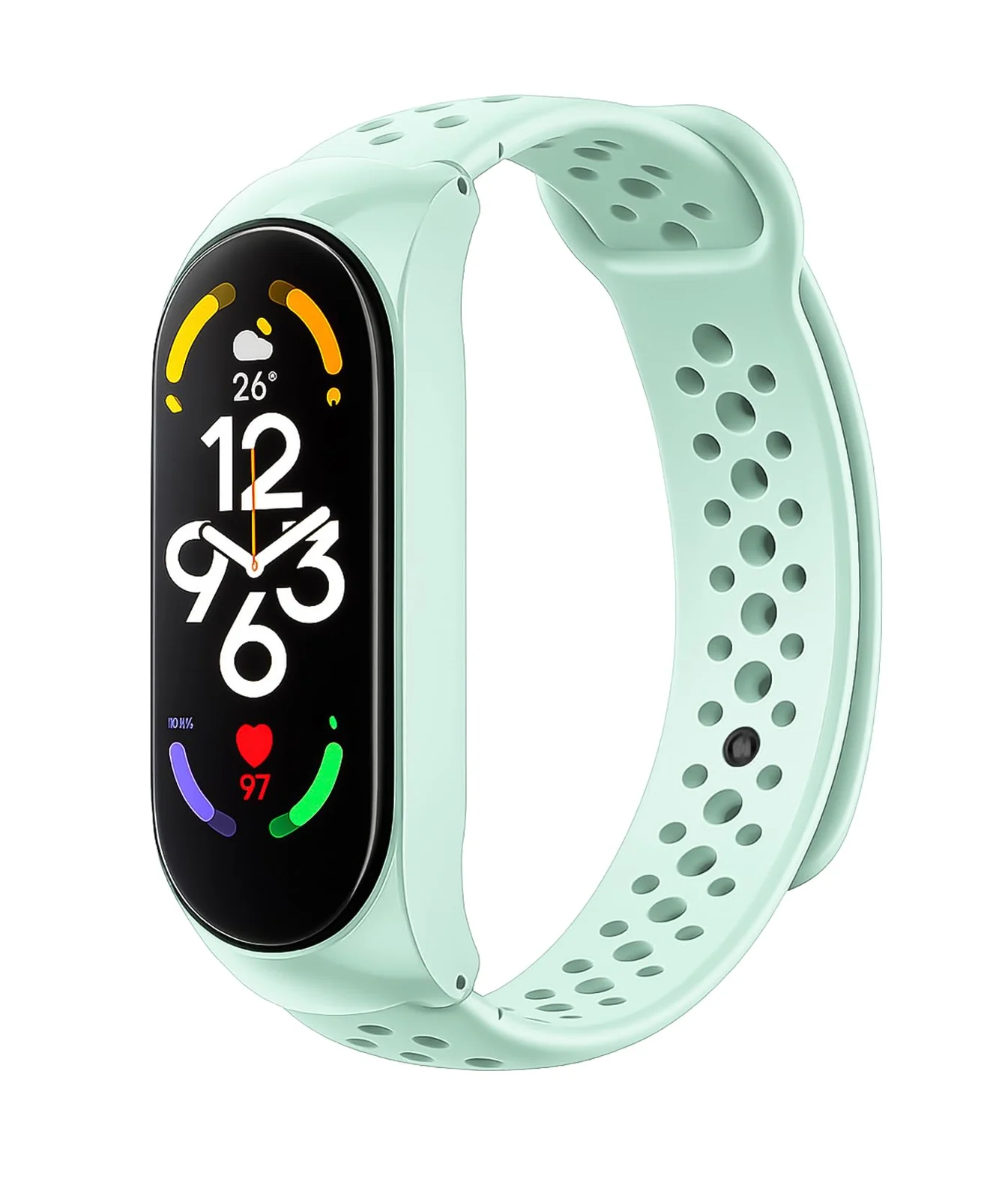 DL3 Mobilak Xiaomi Mi Band 10/9 / 8 Protective Sport Band with Case, Soft Silicone Strap with Built-in Cover, Breathable Vent Holes For For Xiaomi Smart Band 10/9/8 - Light Green