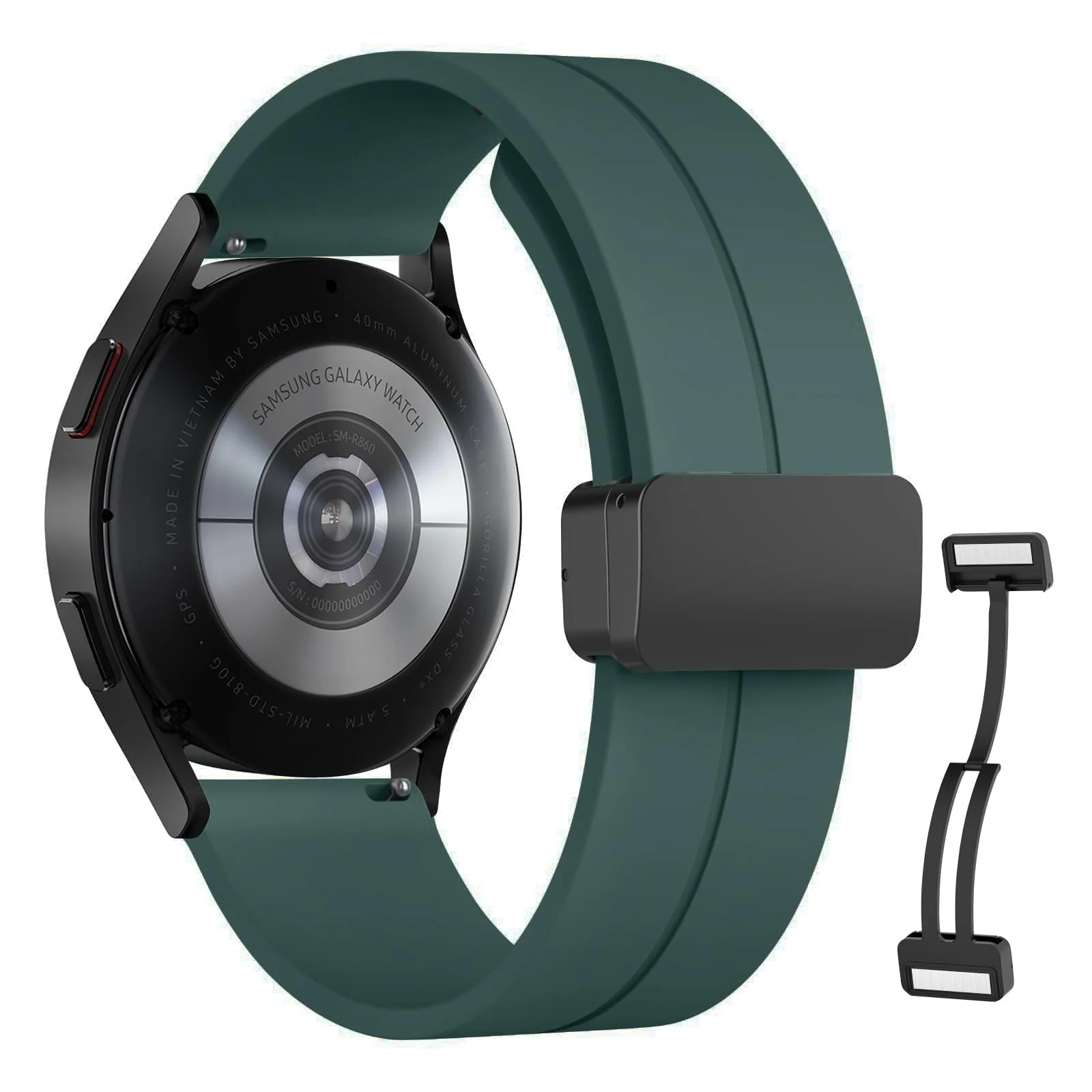 DL3 Mobilak 22MM Silicone Band Magnetic Clasp Strap For Xiaomi Redmi Watch 5 Active/5 Lite/Compatible with Samsung Galaxy Watch 46mm/Watch 3 45mm/Gear S3/Huawei watch (GT6 GT5 GT4 GT3 - Dark Green