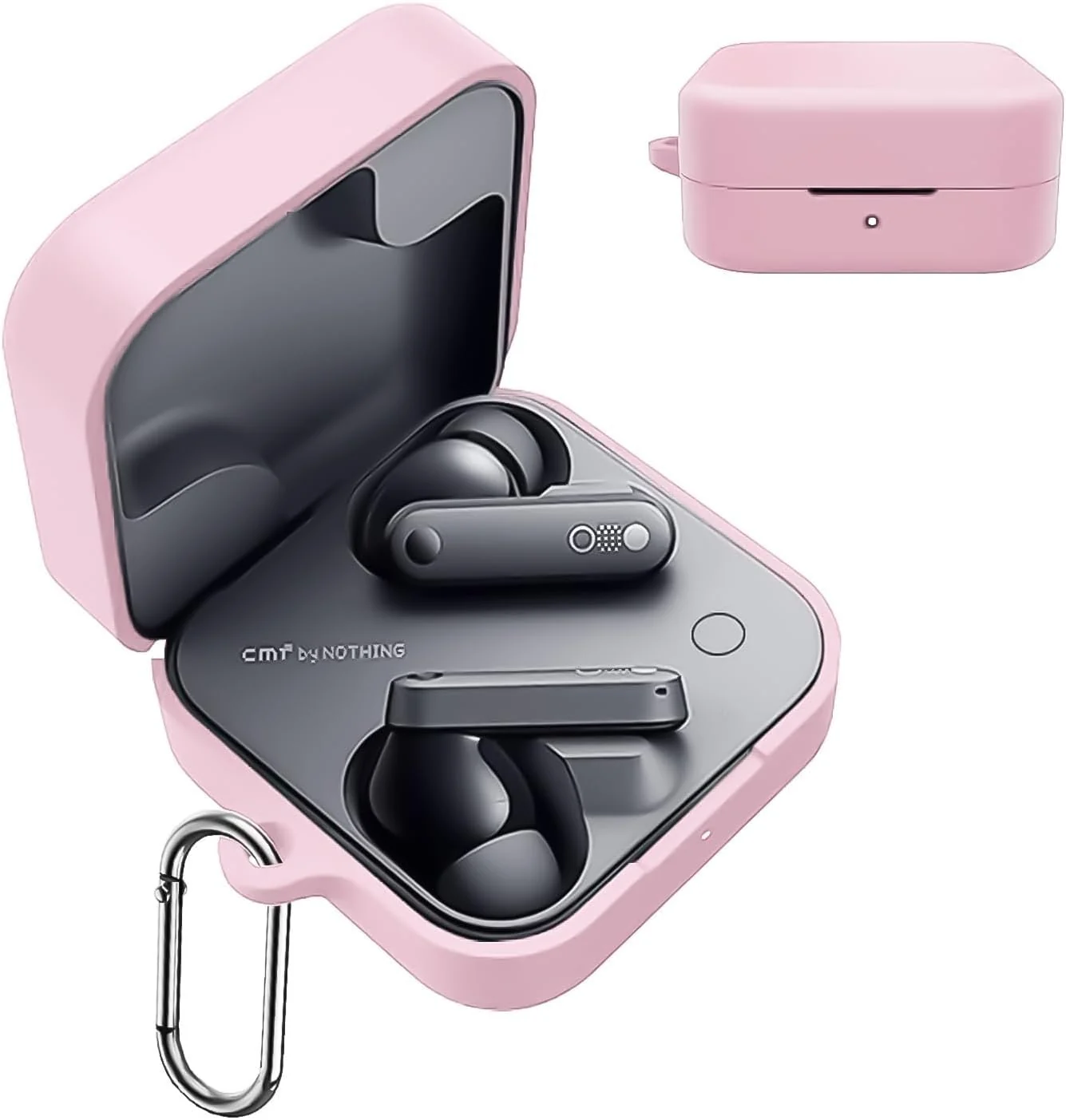 DL3 Mobilak Compatible with Nothing CMF Buds 2a Case Cover, Soft Silicone Shockproof Protective Case Wireless Earbuds with Carabiner, Front LED Visible