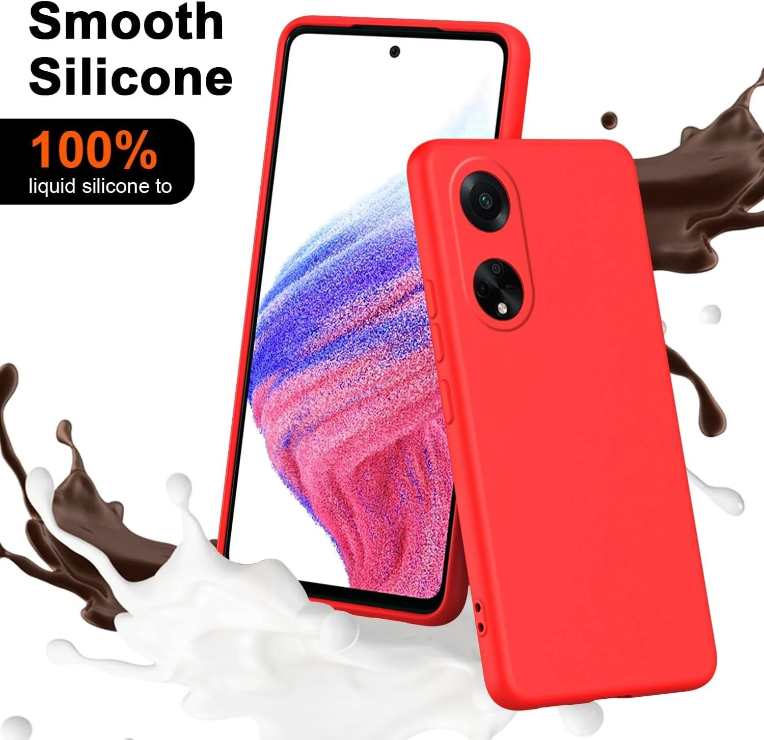 DL3 Mobilak OPPO A98 Case, Soft Flexible Silicone Gel Rubber Bumper Cover, Full Body Shockproof Protective Phone Case - Red