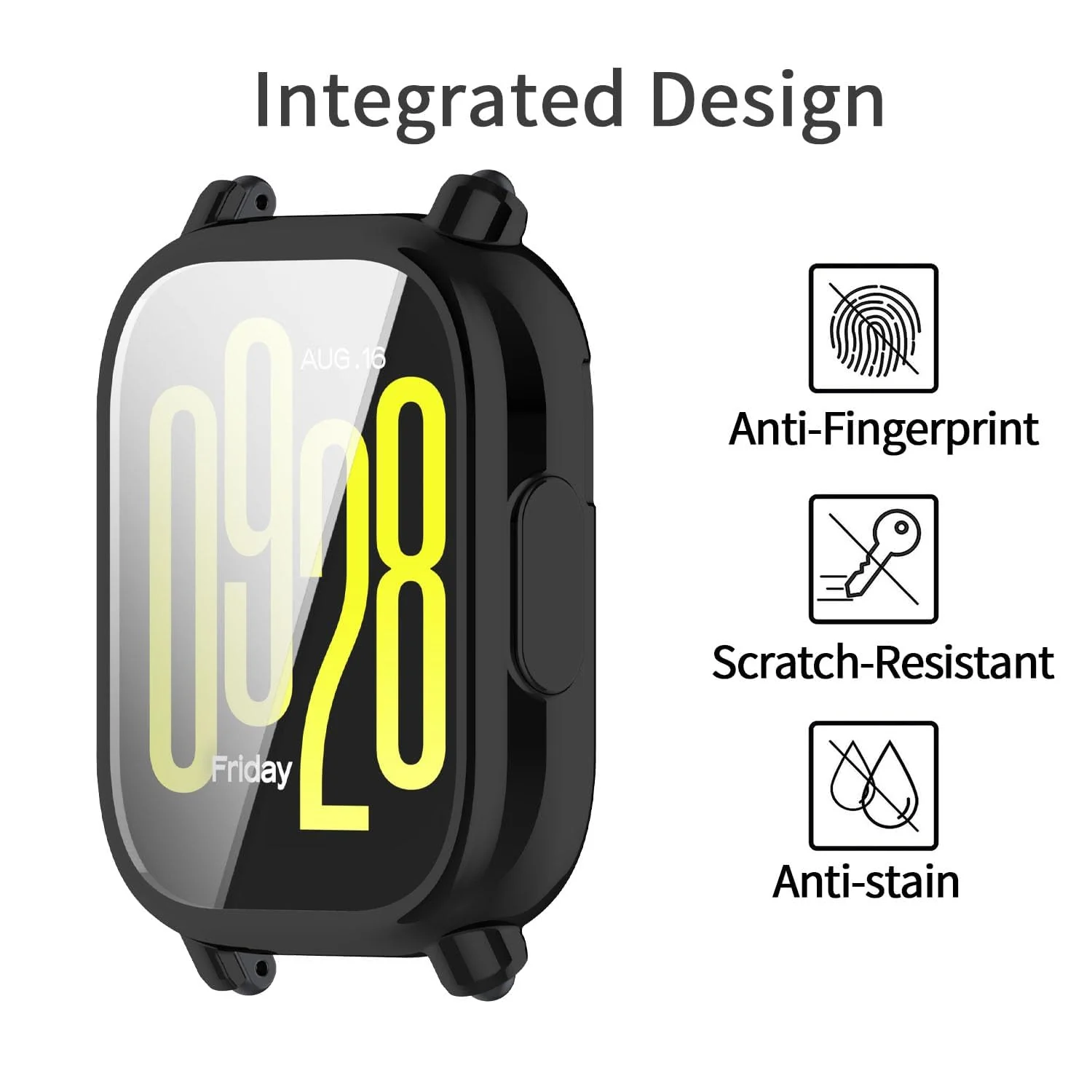 DL3 Mobilak Case for Xiaomi Redmi Watch 5 Active, Case with Screen Protector, HD Protection Cover, Soft Silicone Screen Protector Cover for Xiaomi Redmi Watch 5 Active - Black