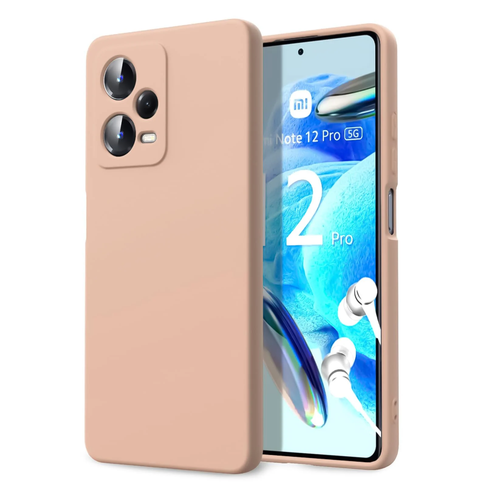 DL3 Mobilak Liquid Silicone Protective Case with Soft Microfiber Lining with Full Camera Protection for Xiaomi Redmi Note 12 Pro Plus 5G - Light Orange