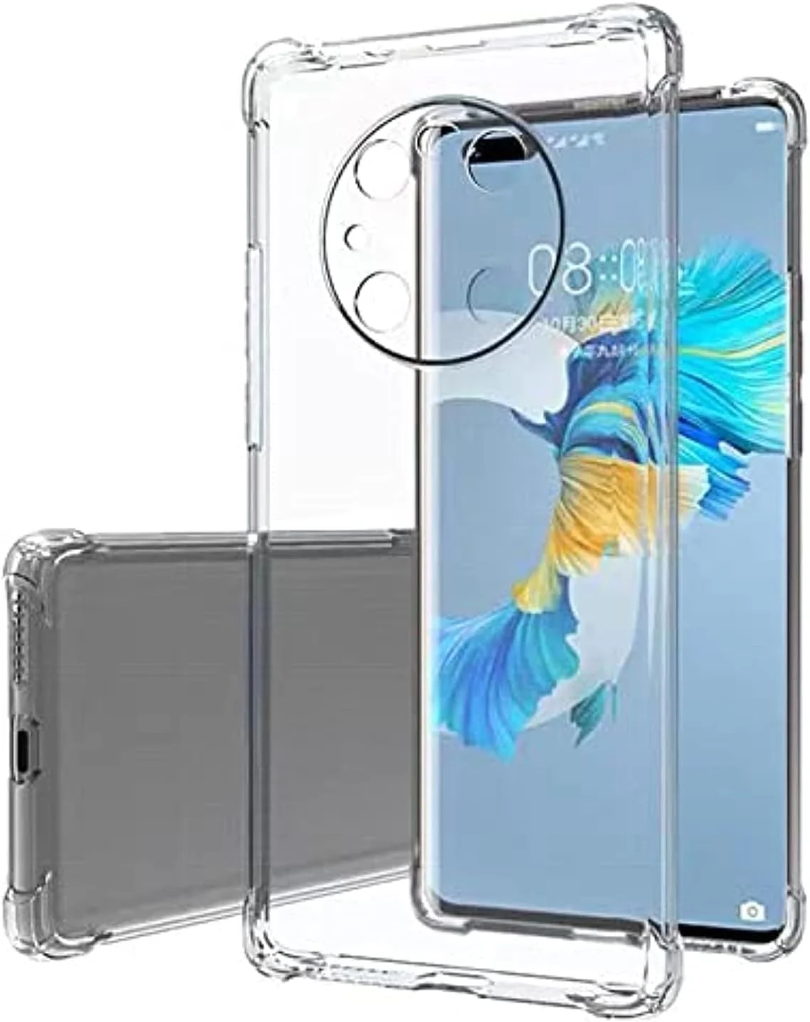 DL3 Mobilak Case Compatible with Huawei Mate 40 Pro, Cover Silicone Transparent TPU Gorilla Anti-shock Protector Camera Shockproof Corners - Clear