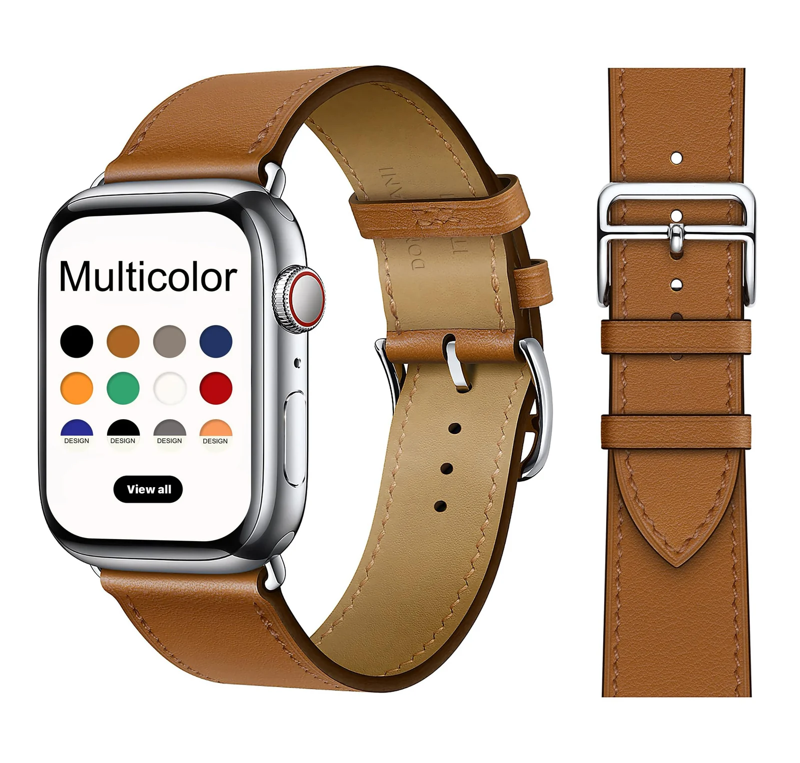 DL3 Mobilak Compatible with Apple Watch Band 49mm 46mm 45mm 44mm 42mm Leather Band Replacement Strap, Soft Leather Bracelet for iWatch Series 11 10 9 8 7 6 5 4 SE SE2 Ultra 3 2 1 - B.Brown