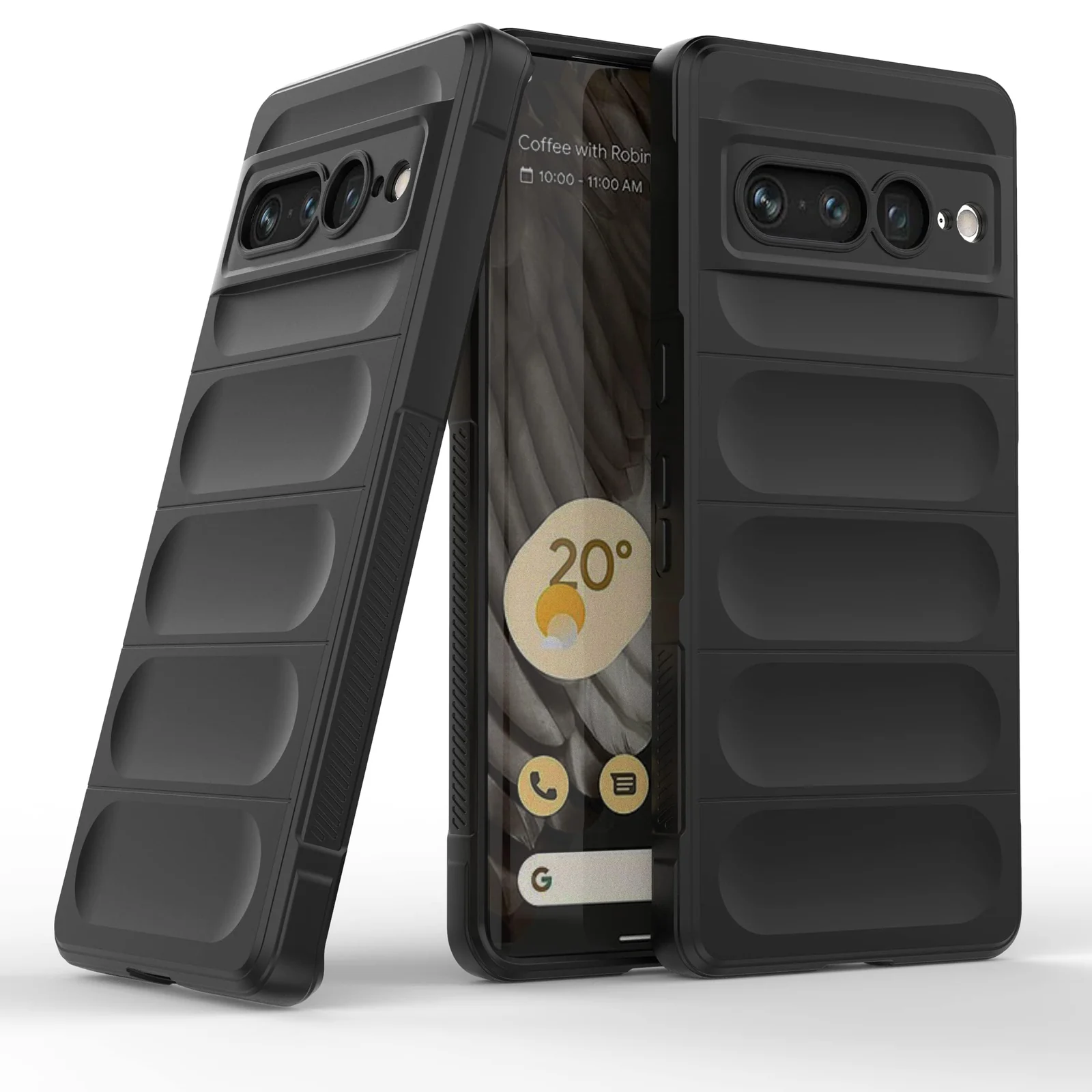 DL3 Mobilak Silicone Case for Google Pixel 7 Pro Heavy Duty Protective [Slim Fit] Shockproof Soft Flexible Protective Design Shock-Absorption TPU Cover With Camera Protection - Black
