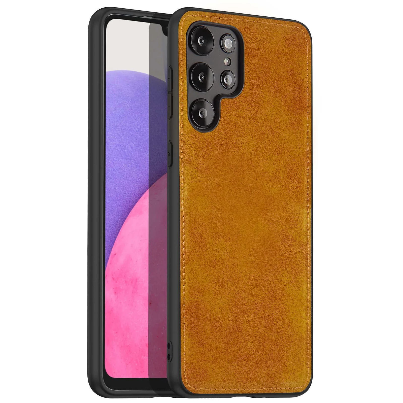 Dl3 Mobilak Case for Samsung Galaxy S23 Ultra Leather Case,Anti-Drop, Anti-Shock, Non-Slip Texture,Simple Cell Phong Cover (Brown)