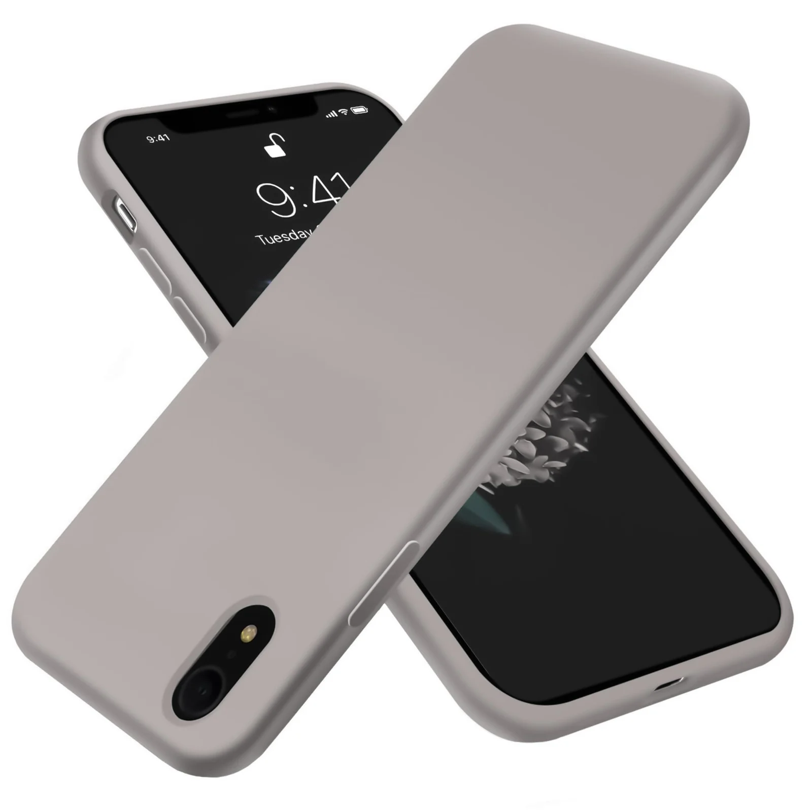 DL3 Mobilak Liquid Silicone Protective Case for iPhone XR with Camera Protection and Microfiber Lining - A Stone