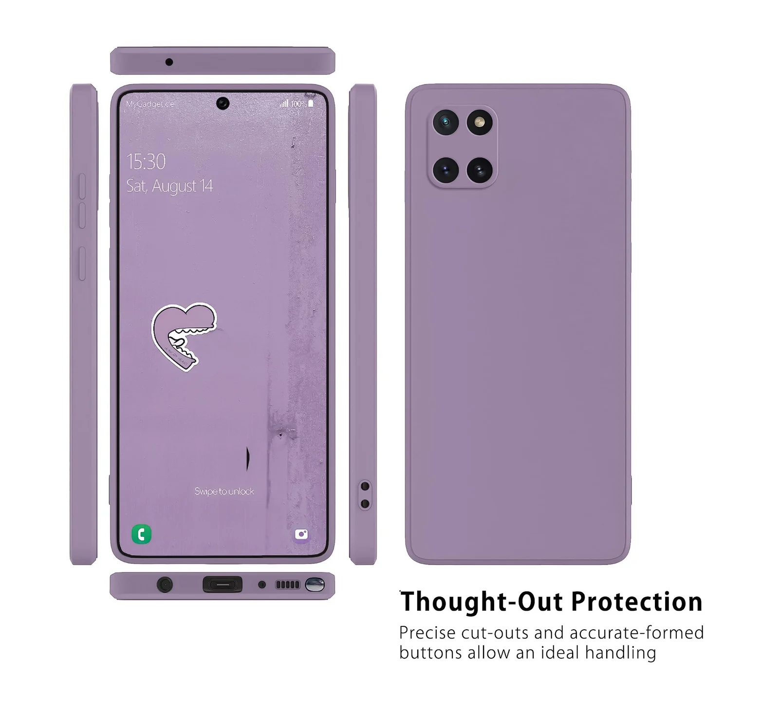 DL3 Mobilak Liquid Silicone Protective Case with Soft Microfiber Lining for Samsung Galaxy Note 10 Lite - Lavender
