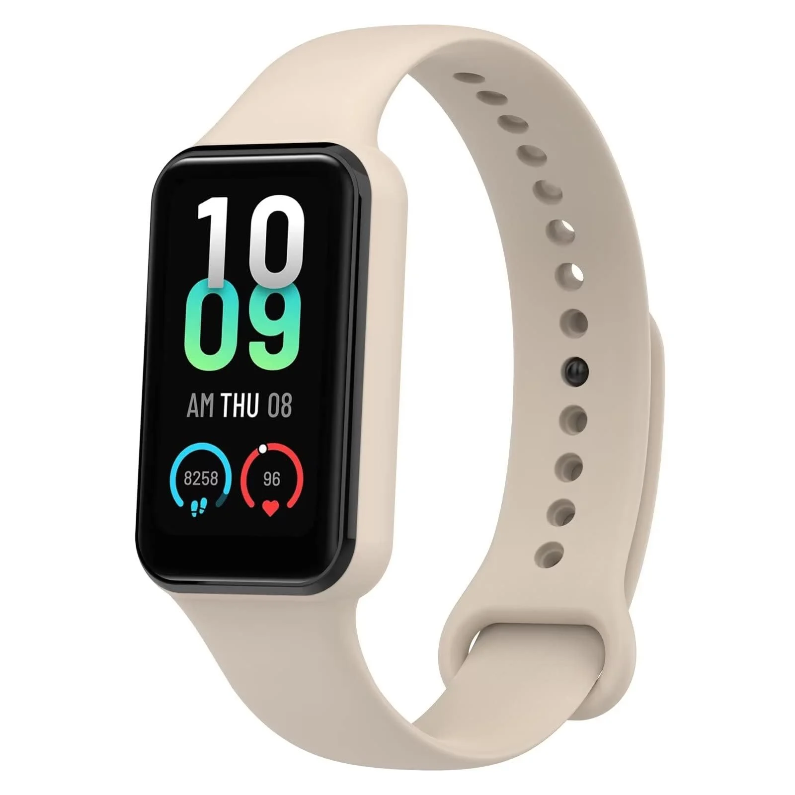 DL3 Mobilak Sport Band Compatible With Amazfit Band 7 Fitness Tracker Replacement Strap Soft Silicone Wristband Bracelet For Amazfit Band7 - Ivory White