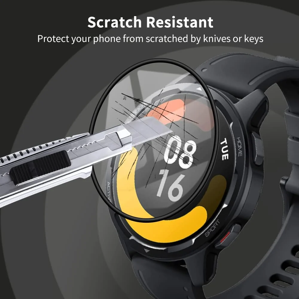 DL3 Mobilak Screen Protector For Xiaomi Watch S1 Active, 3D Curved Soft Edge Protective Film [Anti-Scratch] [Bubble Free] [Ultra Shatterproof] [High Sensitive] (Not Glass) - Black