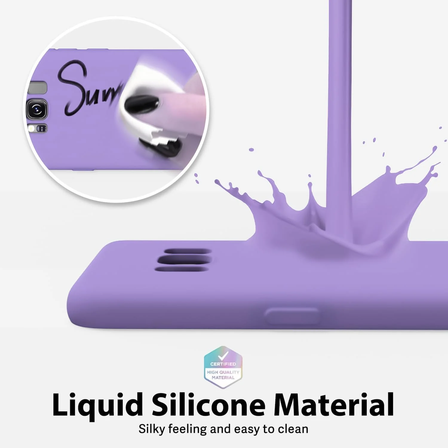 DL3 Mobilak Liquid Silicone Protective Case with Soft Microfiber Lining with Full Camera Protection for Samsung Galaxy S8+ Plus - Light Purple