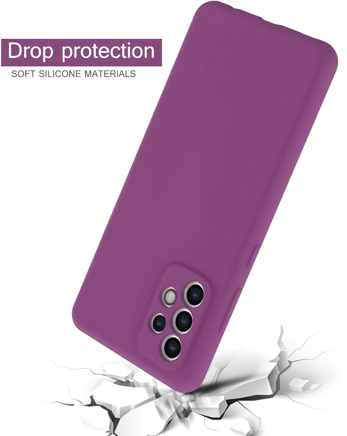 DL3 Mobilak Soft Silicone Protective Case for Samsung Galaxy A72 with Microfiber Lining and Shockproof Design - Violet