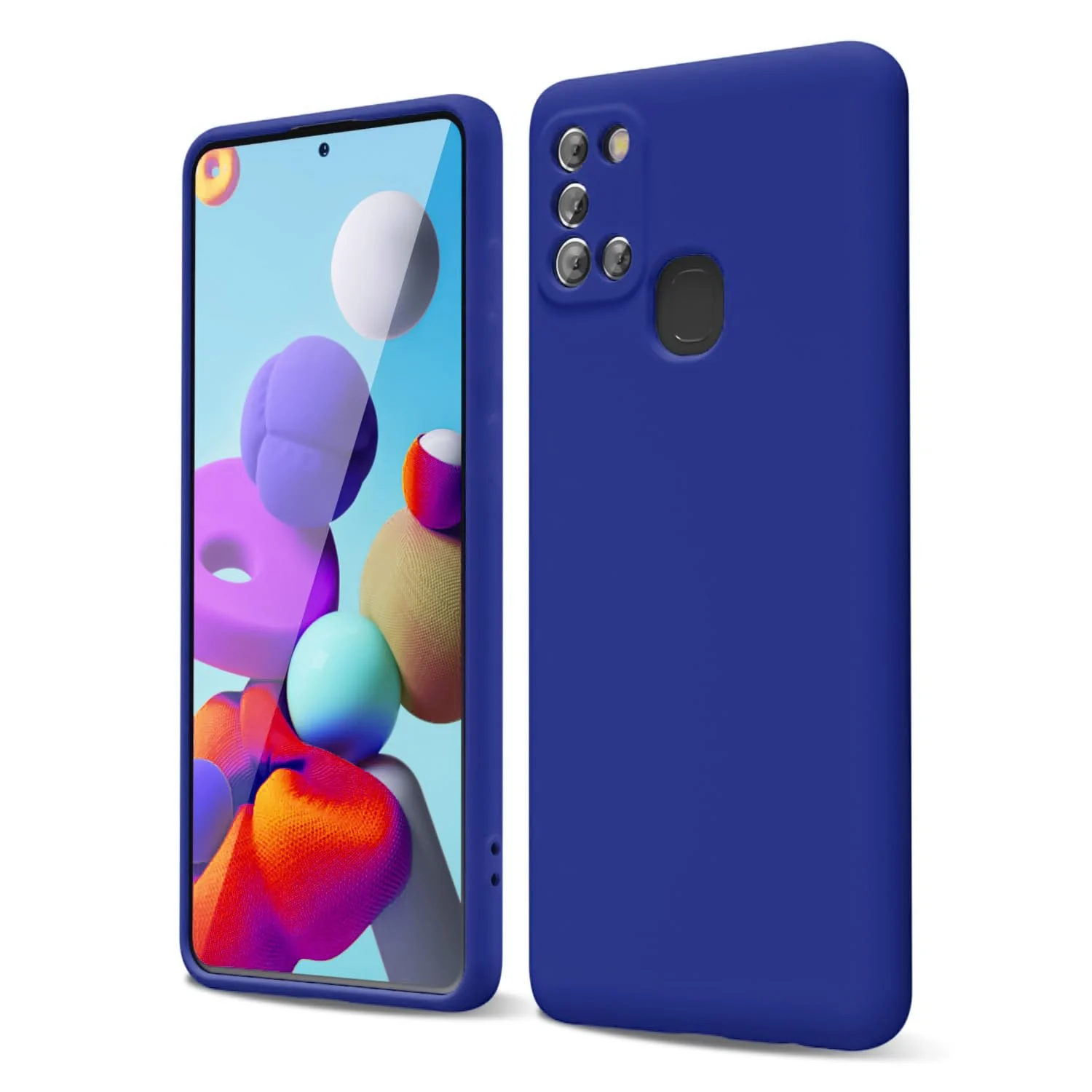 DL3 Mobilak Soft Silicone Protective Case for Samsung Galaxy A21s with Microfiber Lining and Shockproof Design - Pepsi