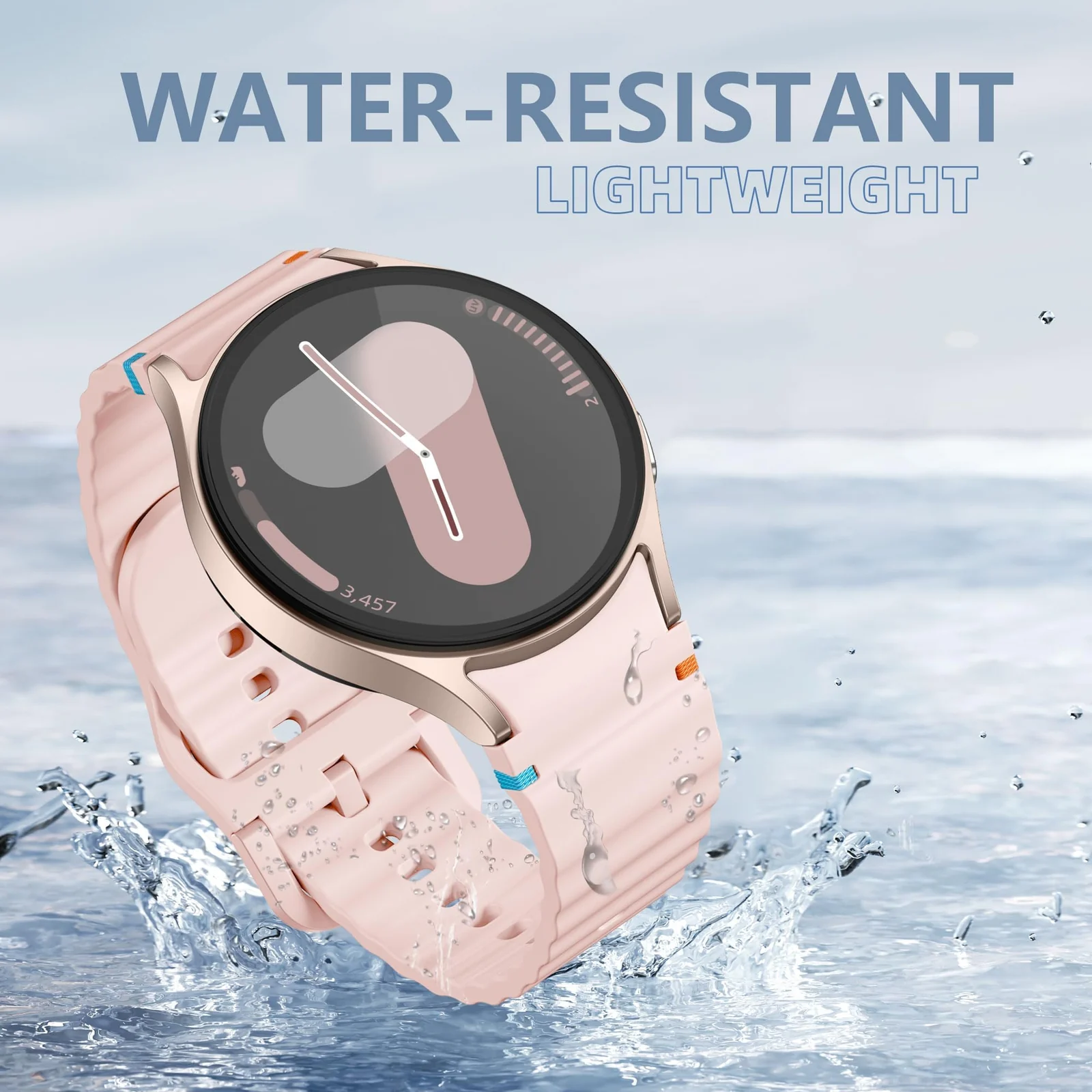 DL3 Mobilak No Gap Sport Bands For Samsung Galaxy Watch 7 6 5 4 FE Strap 40mm 44mm, Soft Silicone Sport Band for Galaxy Watch 6 Classic Straps 47mm 43mm/Galaxy Watch 5 Pro/Watch 4 Classic 42mm 46mm for Men Women - Pink