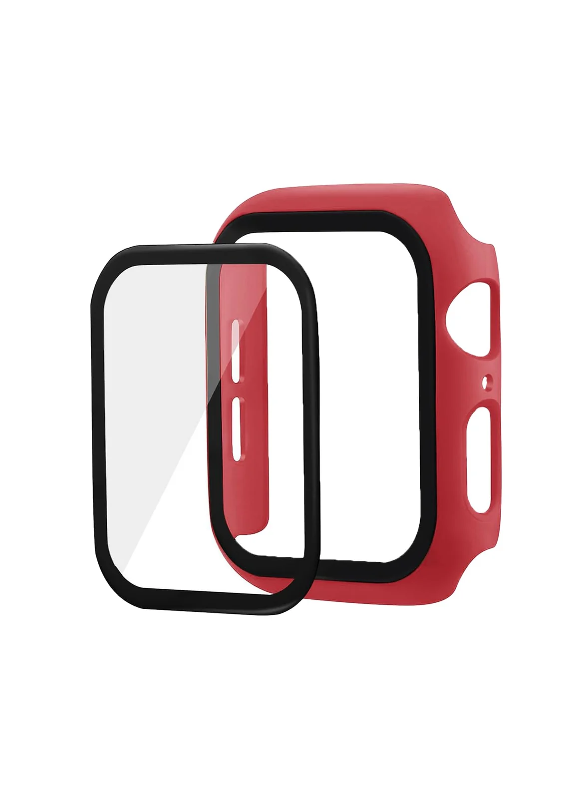 DL3 Mobilak Band with Case Compatible with Apple Watch 45mm, Adjustable Silicone Sport Wristband Replacement, Strap With Cover Built-in Glass Screen Protector for iWatch Series 9 8 7 - Red
