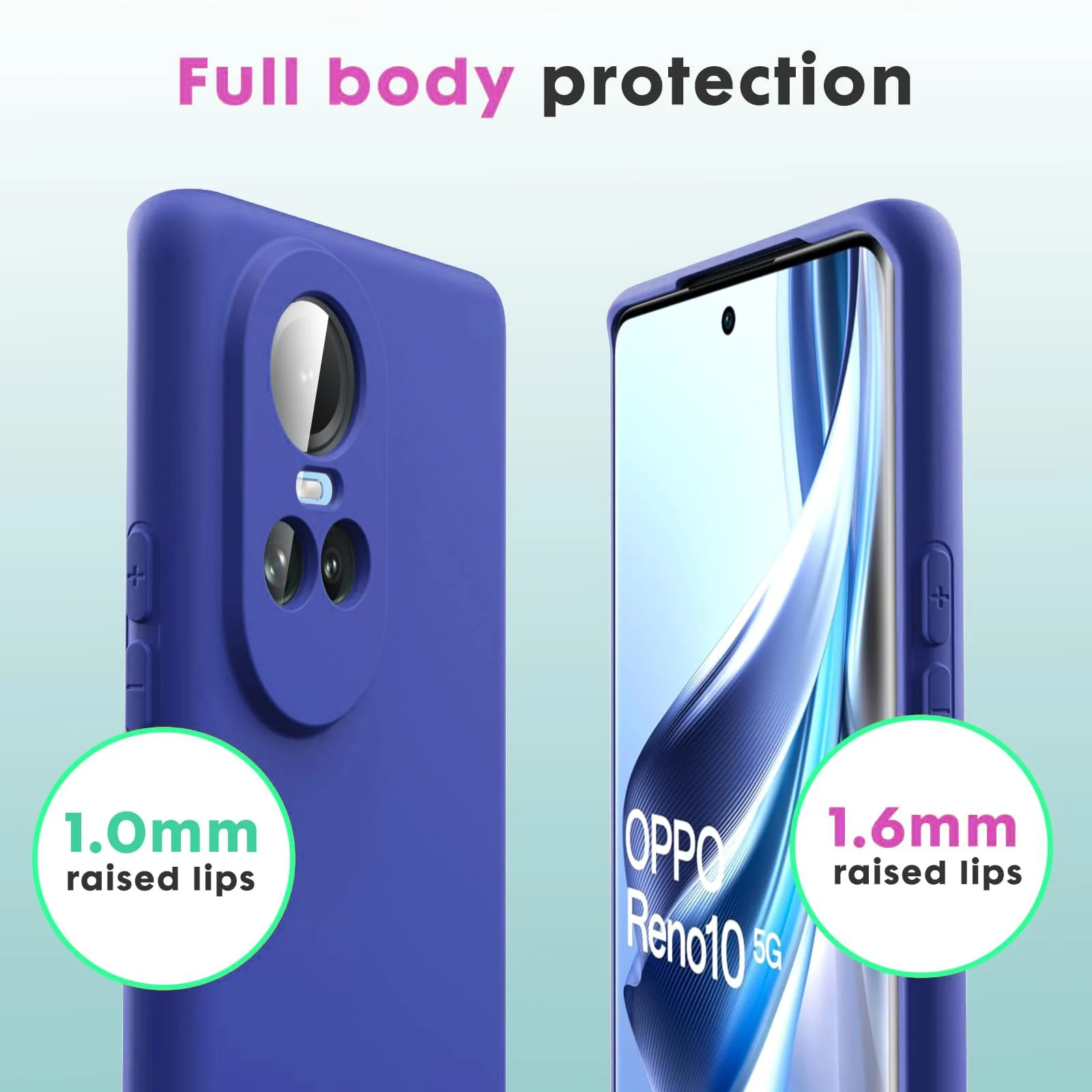 DL3 Mobilak Liquid Silicone Protective Case for OPPO Reno 10 with Microfiber Lining and Shockproof Design - Light Blue