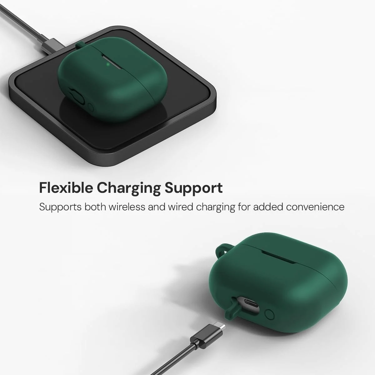 DL3 Mobilak Compatible with Samsung Galaxy Buds 3 Pro/Buds 3 Case Cover, Soft Silicone Shockproof Protective Case Wireless Earbuds with Carabiner, Front LED Visible - Green