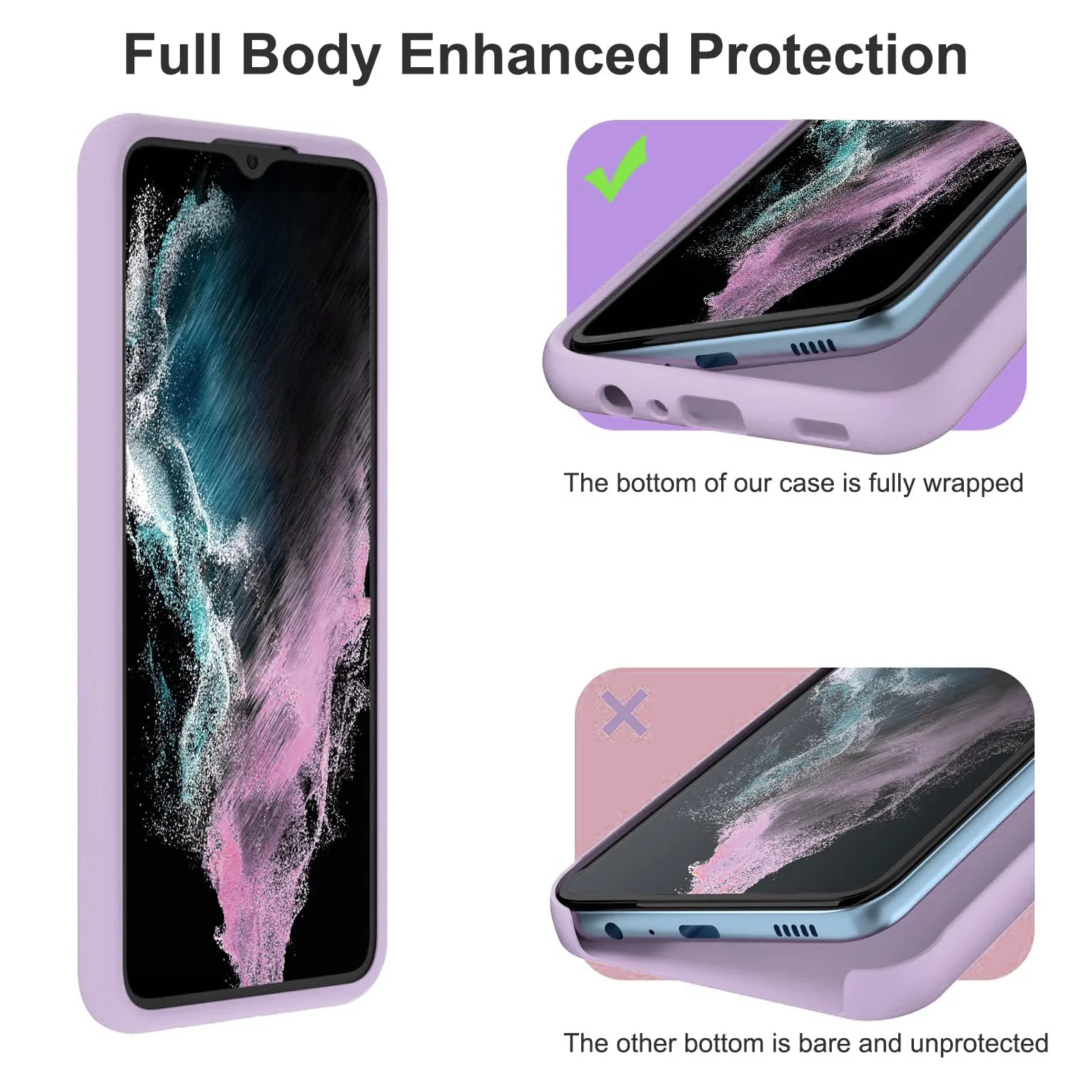 DL3 Mobilak Silicone Protective Case for Samsung Galaxy A04e, Shock-absorbing protection, Scratch-resistant surface, Soft microfiber lining - Lavender