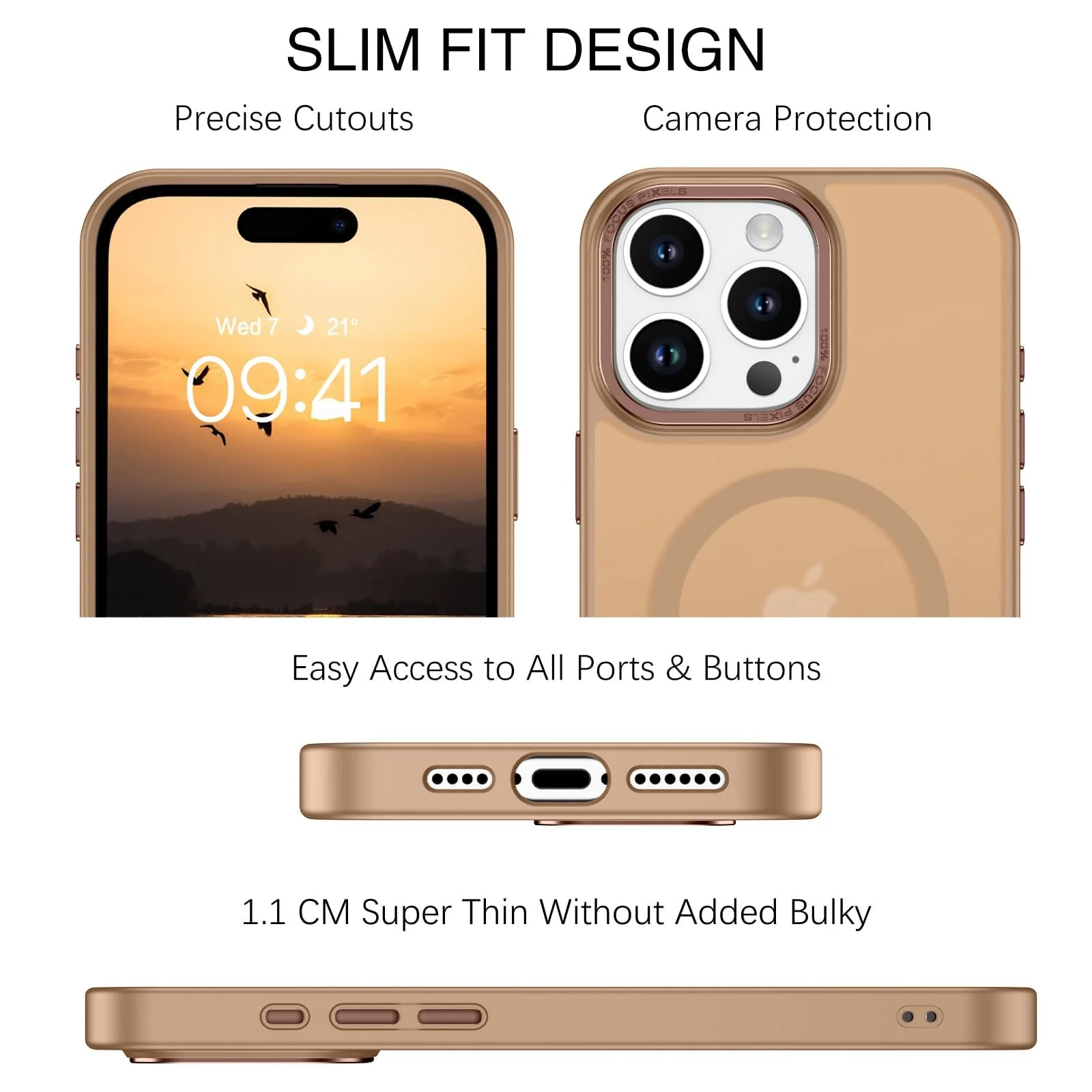 DL3 Mobilak Wallet Case with Card Slot for iPhone 15 Pro 6.1-Inch with Ring Holder and Magnetic Car-Mount Support - Desert Brown