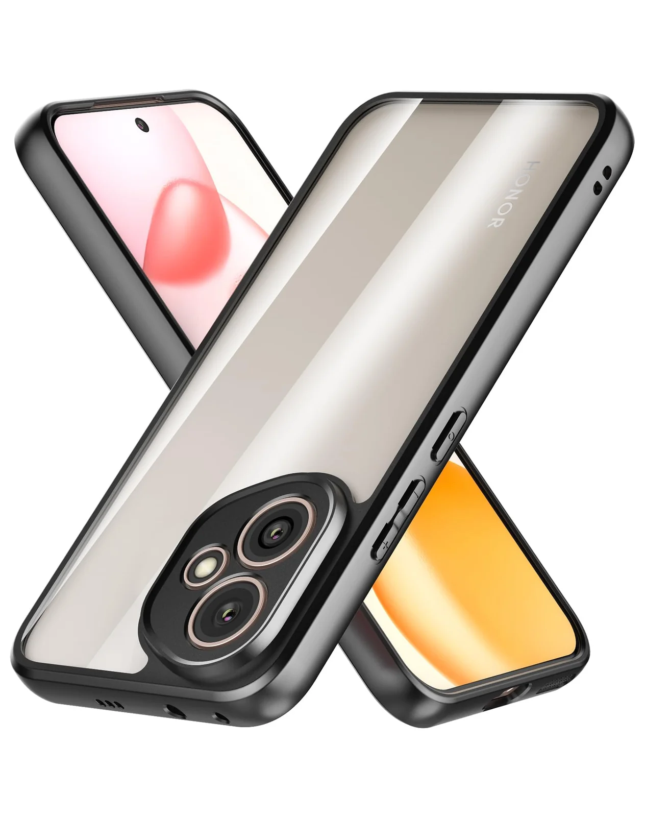 DL3 Mobilak Clear PC and TPU Protective Case for Honor 400 5G with Camera Protection and Military-Grade Protection - Black