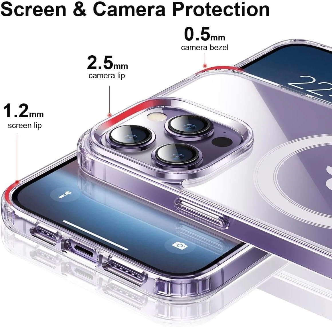 DL3 Mobilak for iPhone 15 Pro 6.1 Inch Case [Compatible with MagSafe] [Strong Magnet] [Non-Yellowing] Magnetic Slim Thin Bumper Phone Cover Durable for Enhanced Protection - Clear
