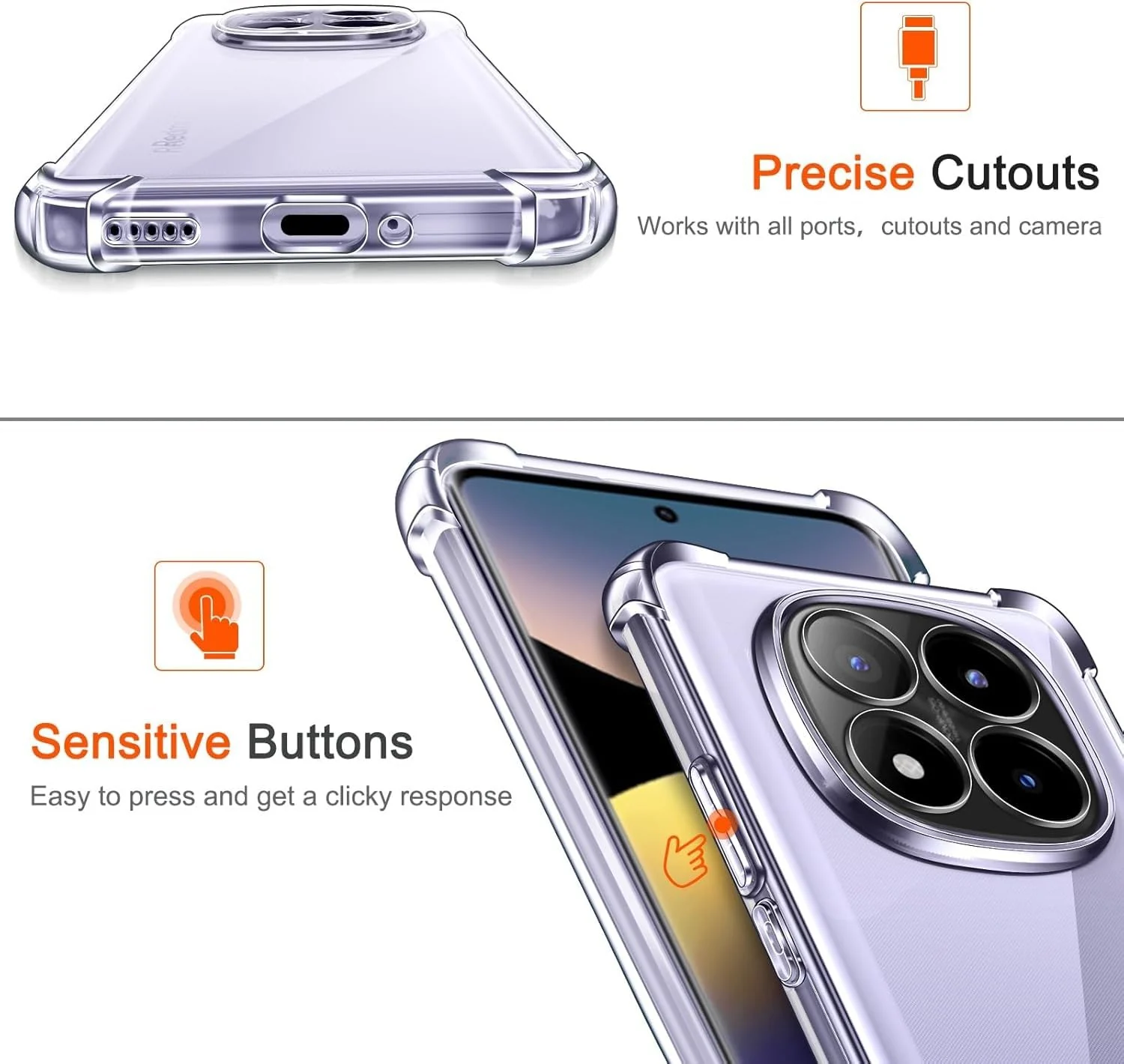 DL3 Mobilak Clear TPU Protective Case for Xiaomi Redmi Note 14 Pro Plus 5G (Not for Redmi Note 14 Pro 5G) with Camera Protection and Shockproof Design - Clear