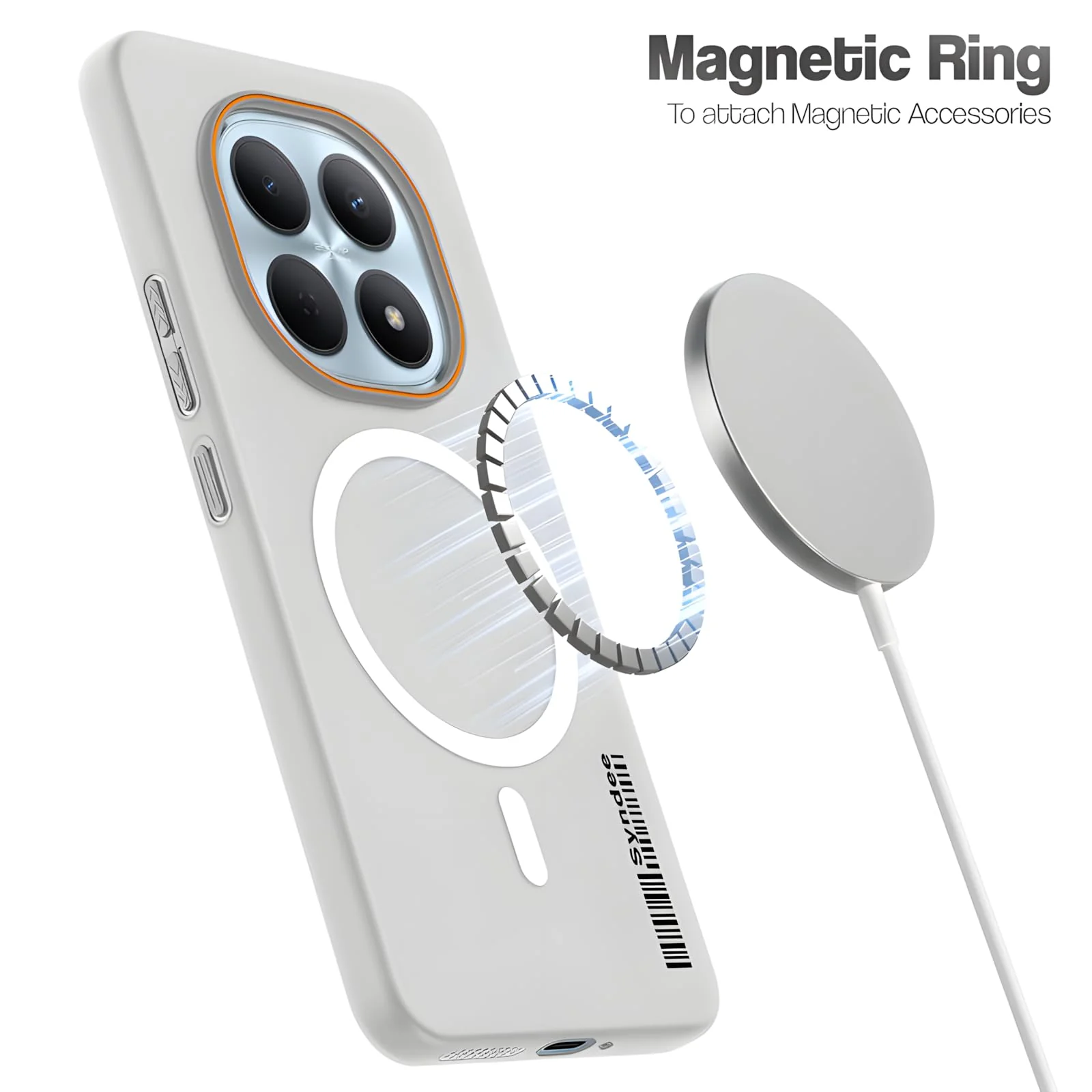 DL3 Mobilak Translucent Matte Case for Xiaomi Redmi Note 15 5G / 4G / Poco M8 5G, Compatible with MagSafe accessories, Shock-absorbing protection, Integrated ring holder - Clear