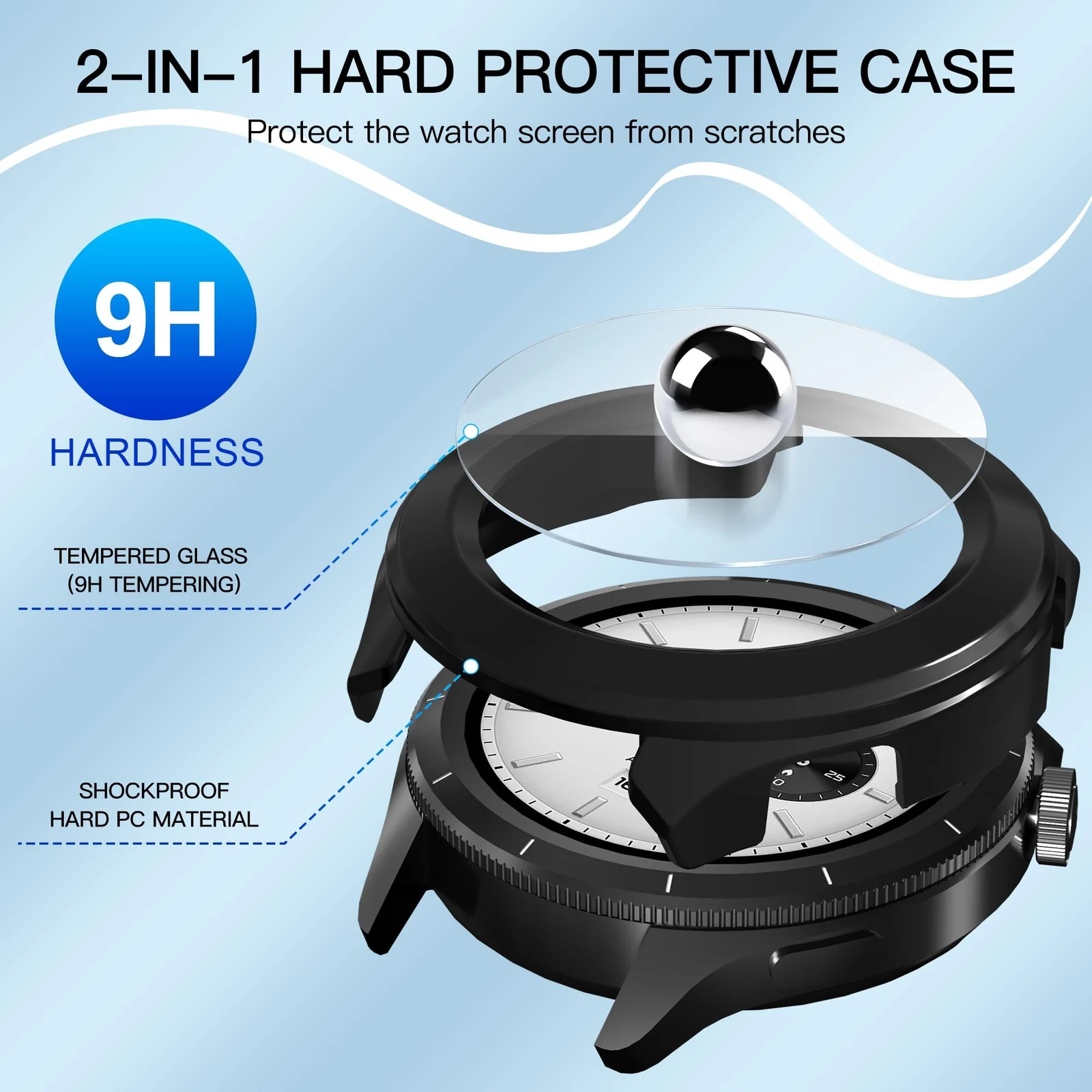 DL3 Mobilak Protective Case for Xiaomi Watch S4 Tempered Glass, Ultra Thin HD Glass Film Scratch Resistant PC Protection Cover, (Not for Xiaomi Watch S4 41mm/Sport) - Black