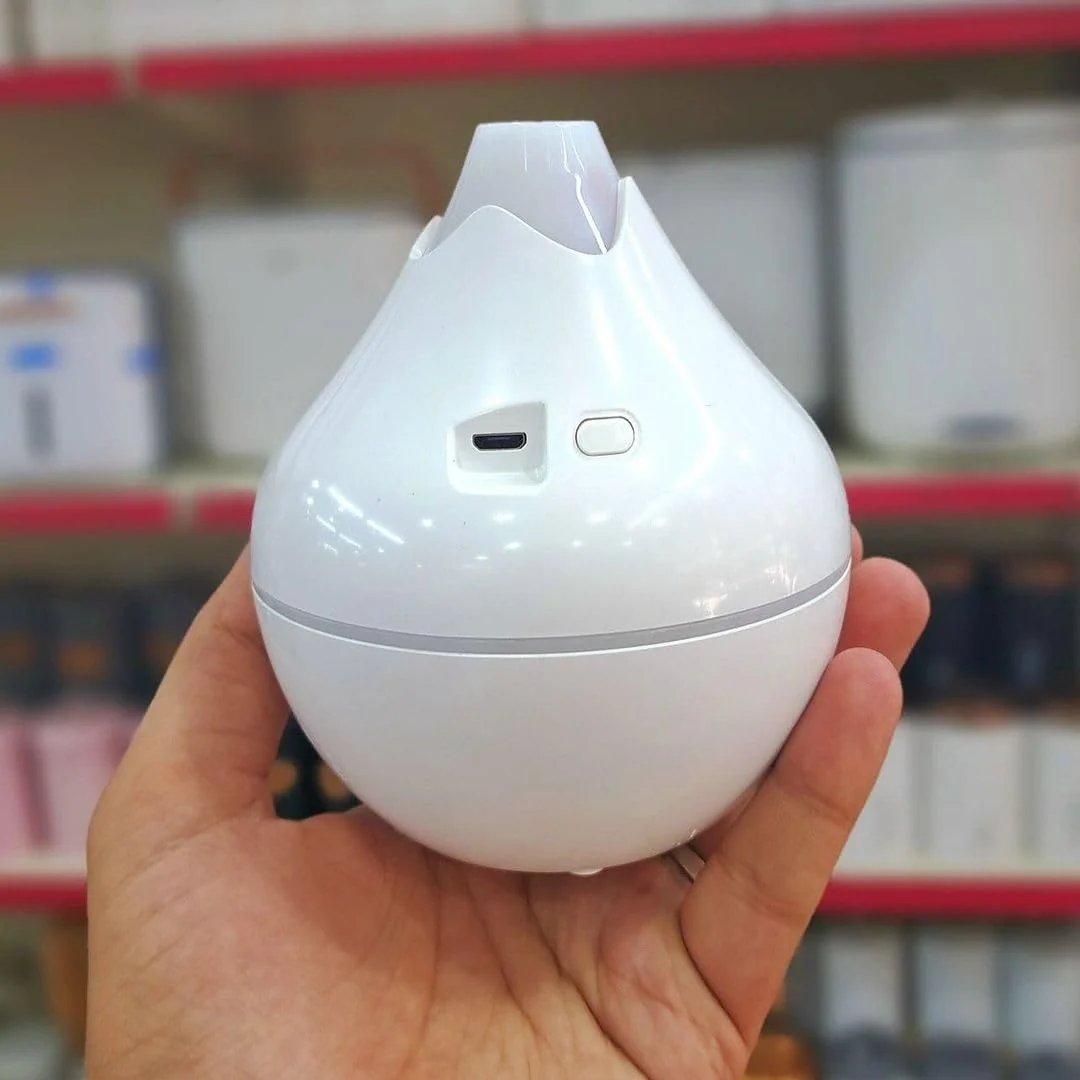 Mobigon Wood Cool Mist Ultrasonic Humidifier for Room Moisture, Aroma Diffuser for Home, 350ml Essential Oil Diffuser with 7 Colorful Night Light, Auto Shut-Off, Home, Office - White