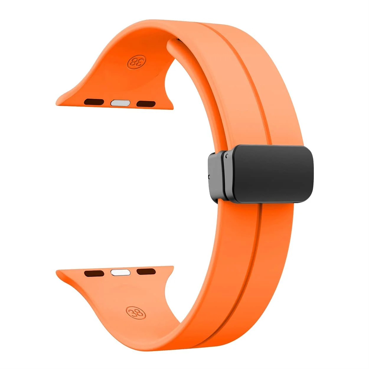 DL3 Mobilak Magnetic Bands for Apple Watch Ultra/Ultra 2 Band 49mm 45mm 44mm 42mm 41mm 40mm 38mm, Soft Sport Silicone Strap for iwatch Series 9/8/7/6/5/4 (Orange, 38mm/40mm/41mm), unisex-adult - Black