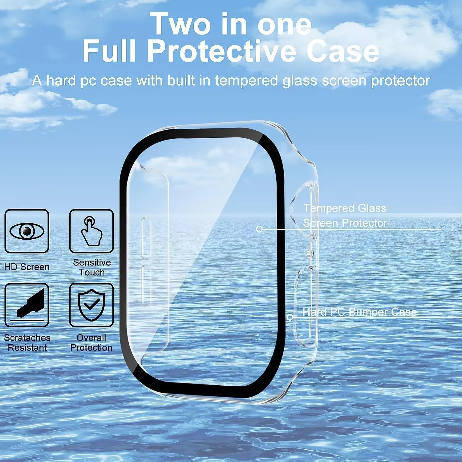 DL3 Mobilak Hard Case Designed for Apple Watch 42mm Series 3/2/1, Built-in 9H [HD ] Tempered Glass Screen Protector, [Full Protection] Slim Cover for iWatch 42mm Series 3/2/1 - Clear