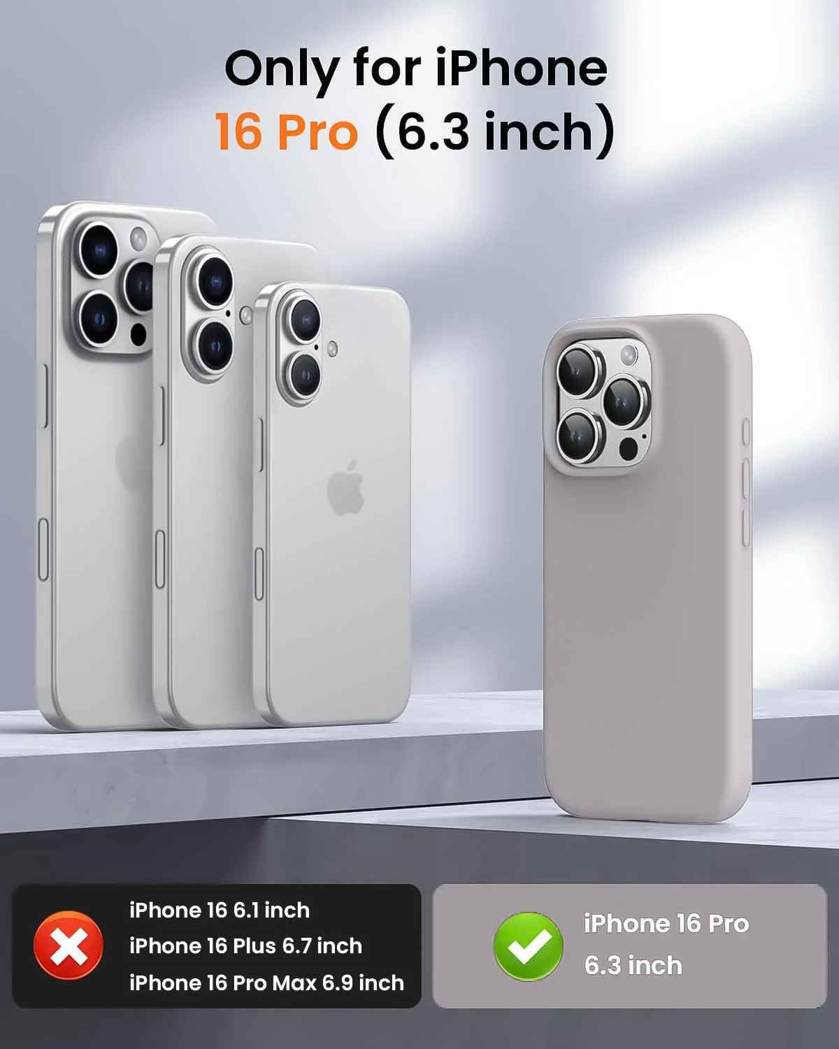 DL3 Mobilak Liquid Silicone Protective Case with Soft Microfiber Lining for iPhone 16 Pro - Stone