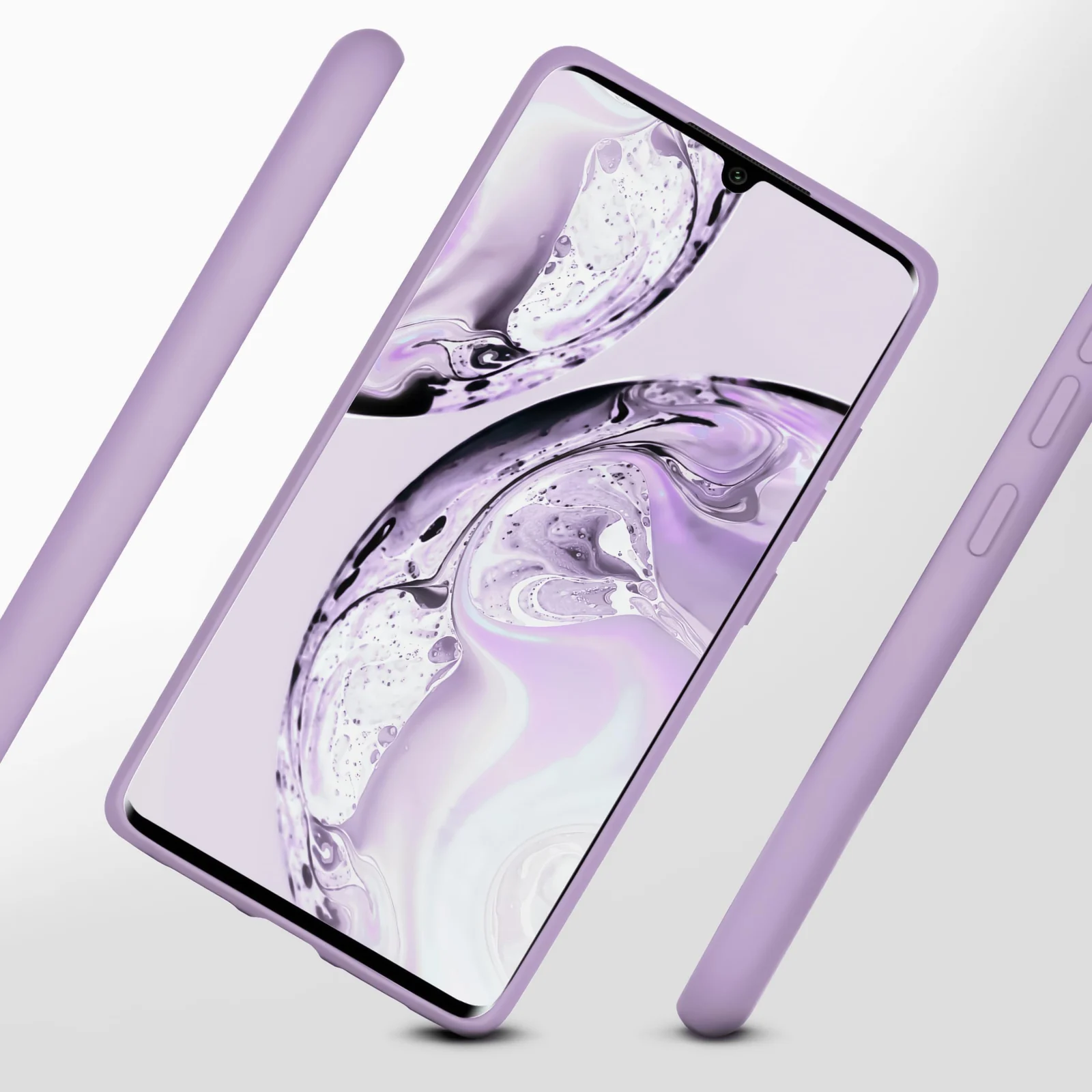 DL3 Mobilak Silicone Protective Case for Xiaomi Mi Note 10 Lite, Shock-absorbing protection, Scratch-resistant surface, Soft microfiber lining - Lavender