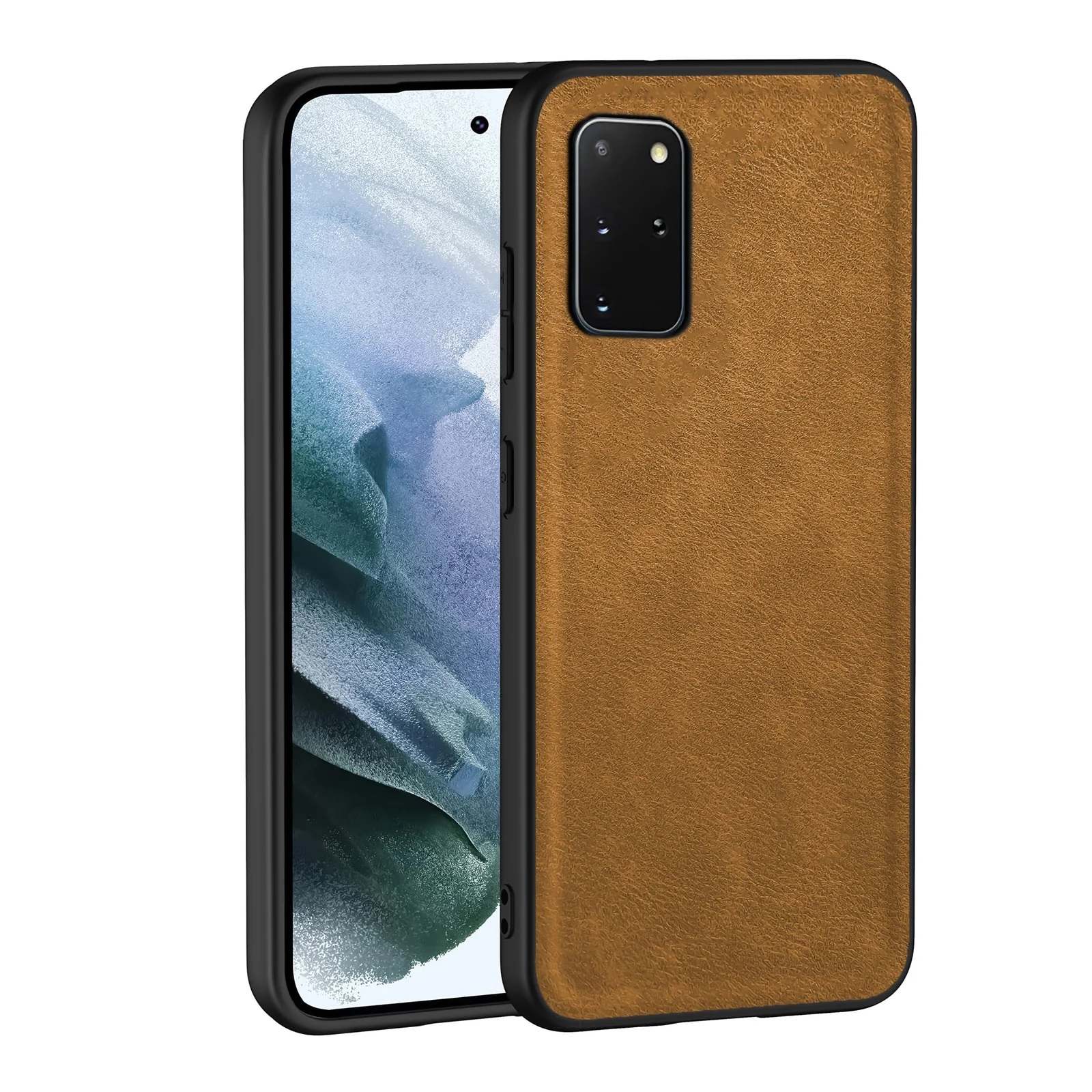 Dl3 Mobilak Case for Samsung Galaxy S20 Plus Leather Case,Anti-Drop, Anti-Shock, Non-Slip Texture,Simple Cell Phong Cover (Havana)