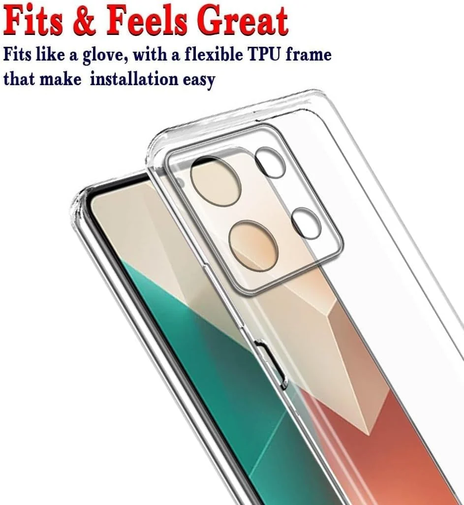 DL3 Mobilak Case Compatible with Xiaomi Redmi Note 13 4G (Not Fit 5G) Case Crystal Soft TPU Gel Case Flexible Silicone Anti-Scratch Camera Protection TPU Cover - Clear