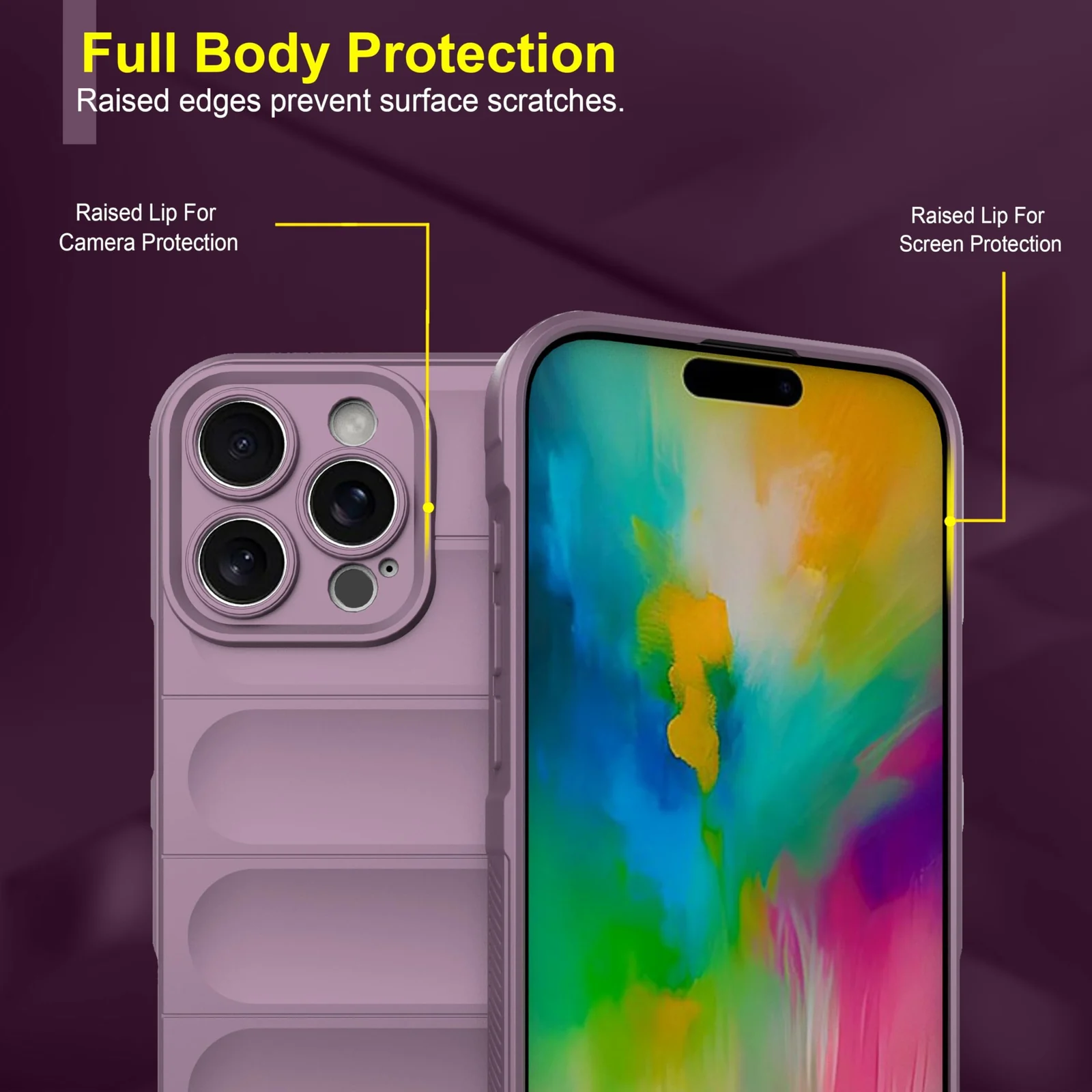 DL3 Mobilak Rugged Protective Case for iPhone 16 Pro Max 6.9-Inch, Camera protection, Shock-absorbing protection, Non-slip grip - Purple