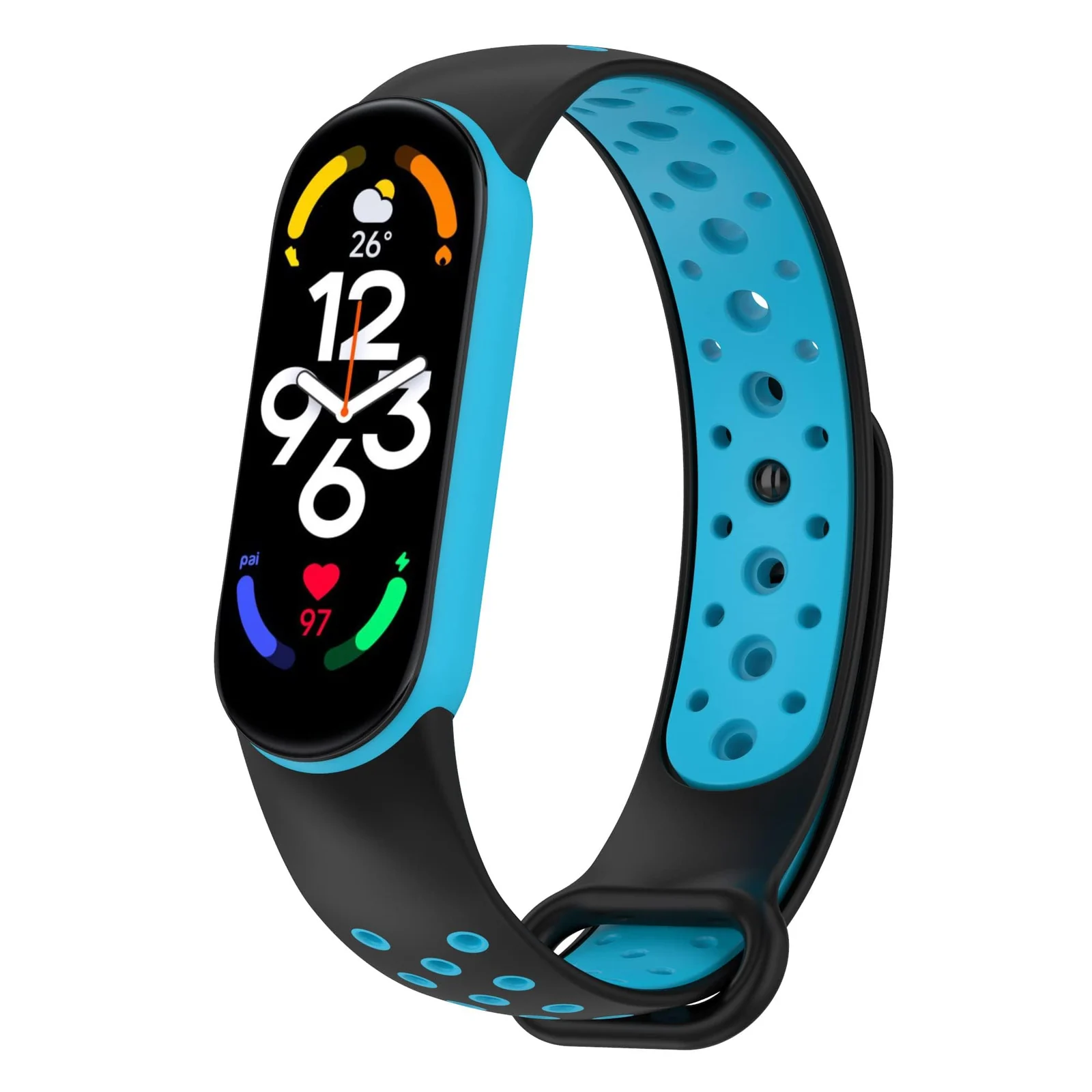 DL3 Mobilak Strap Compatible with Xiaomi Mi Band 4 / Mi Band 3, Women Men Armband, Two Colours Breathable Adjustable Soft Silicone Replacement Strap Compatible with Xiaomi Mi Band 3/4 - Black Blue